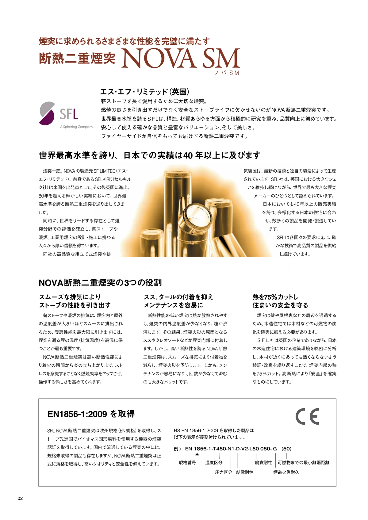 NOVA SM 断熱二重煙突のカタログ表紙