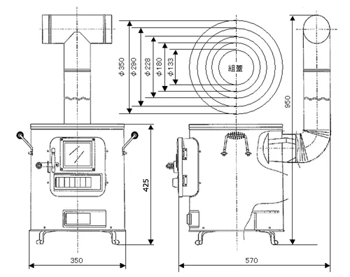 クッキングストーブ RS-41 の図面(寸法)