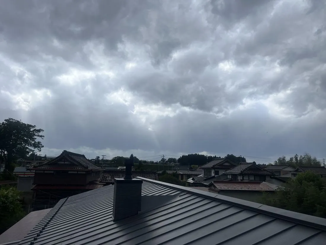 屋根から望む水沢の景色