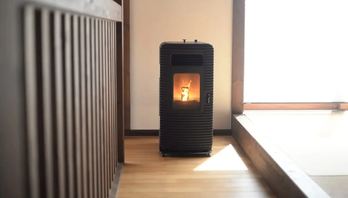 トヨトミ PE-6CT ペレットストーブのある窓辺の部屋