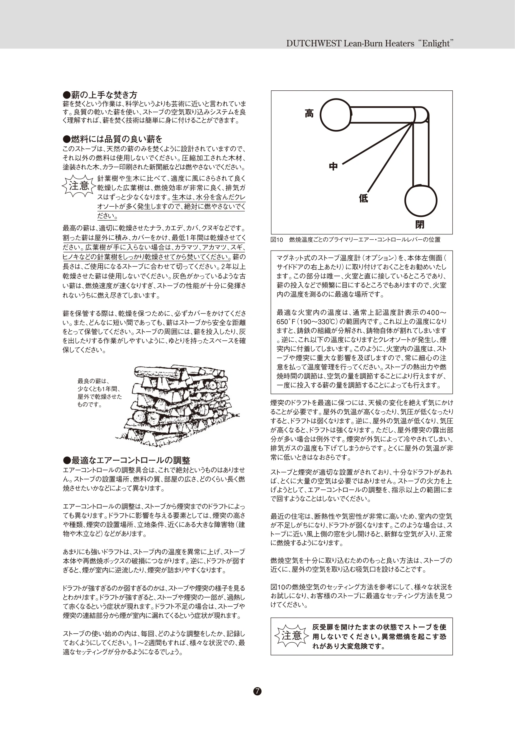 ダッチウエスト ENLIGHT 取扱説明書 9ページ目