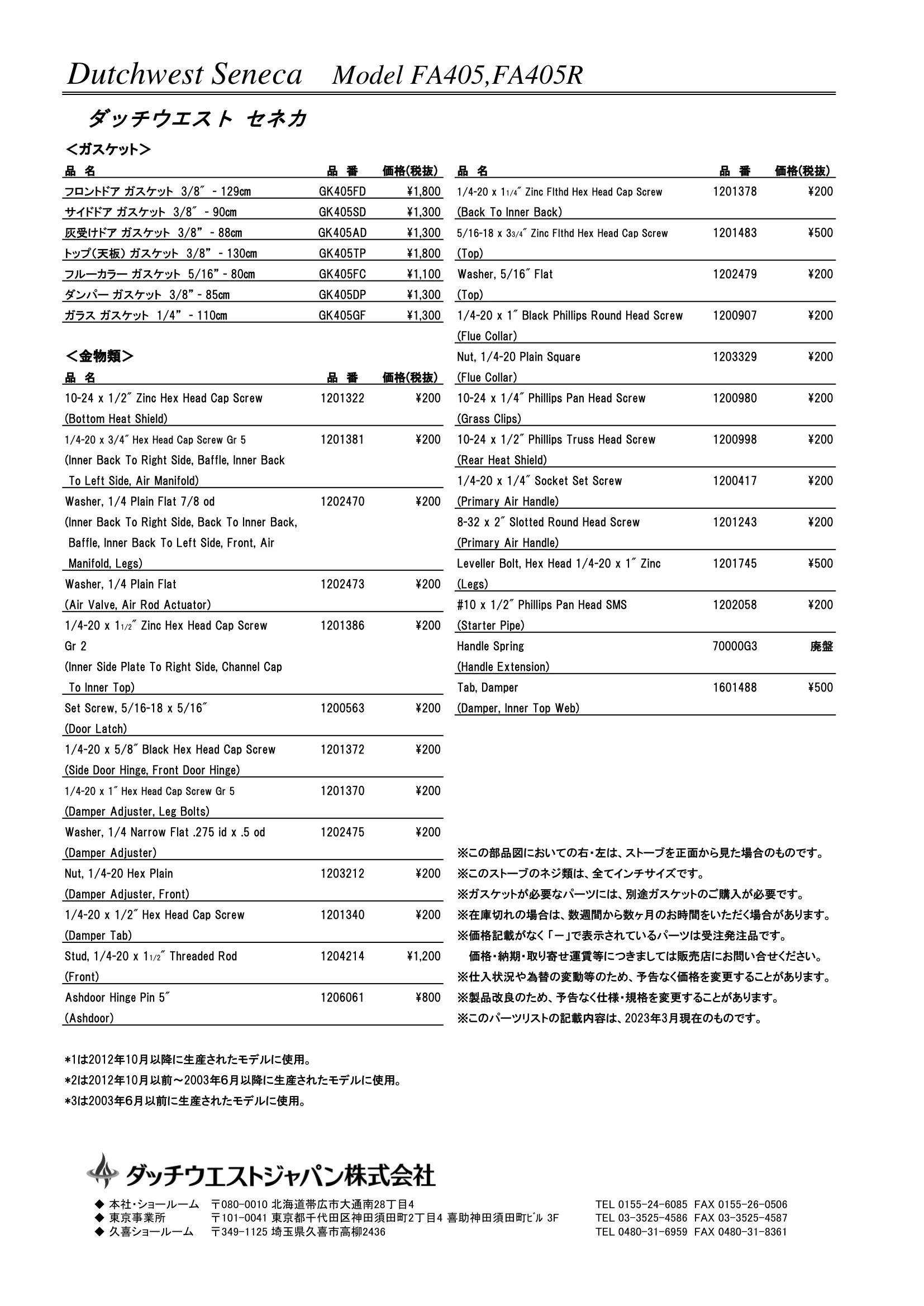 ダッチウエスト SENECA（2023年版） パーツリスト 4ページ目