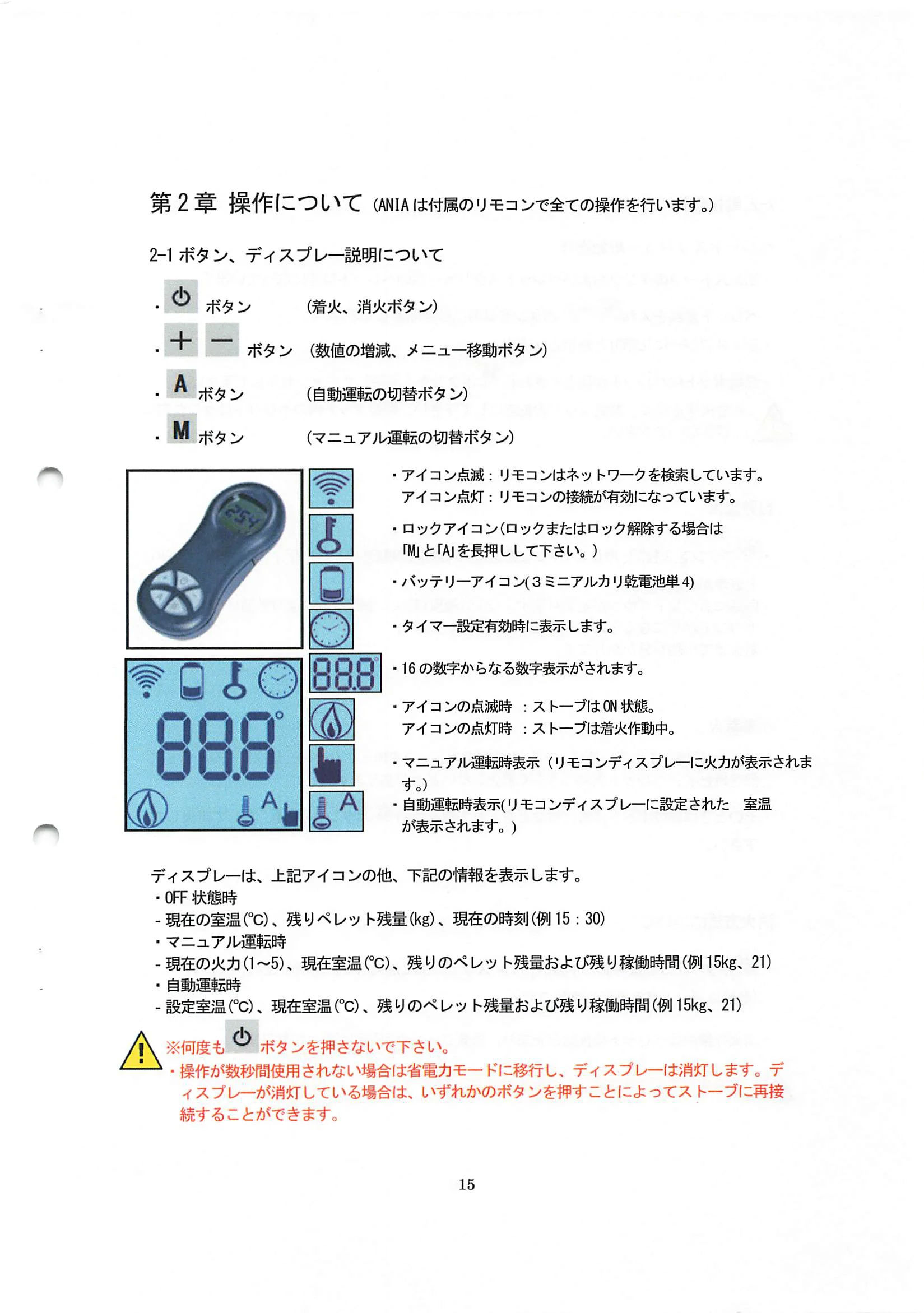 エディルカミン ANIA 取扱説明書 15ページ目