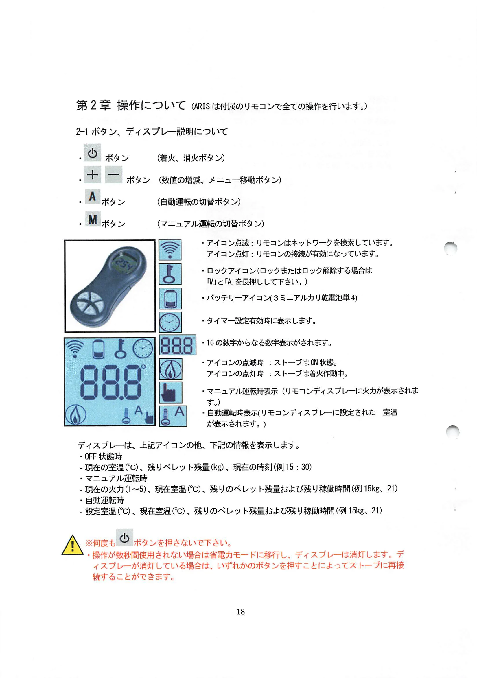 エディルカミン ARIS 取扱説明書 18ページ目