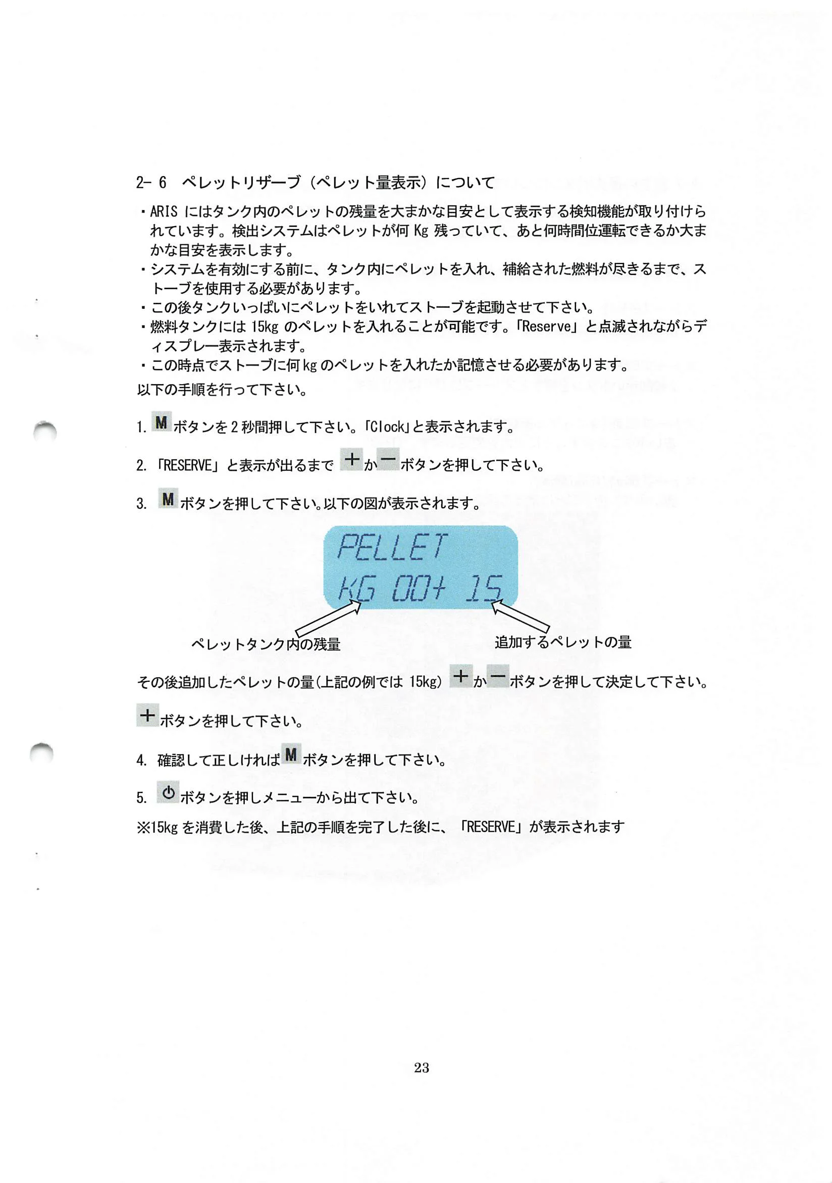 エディルカミン ARIS 取扱説明書 23ページ目