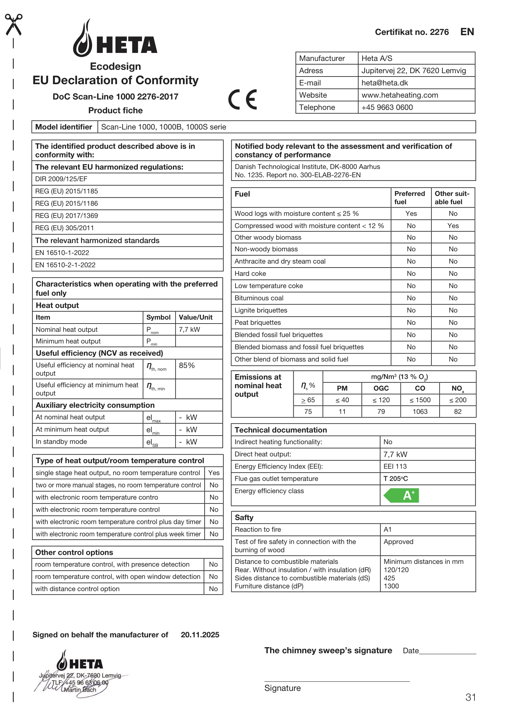 ファイヤーサイド HETA SCAN LINE1000 INSTRUCTIONS 資料 31ページ目