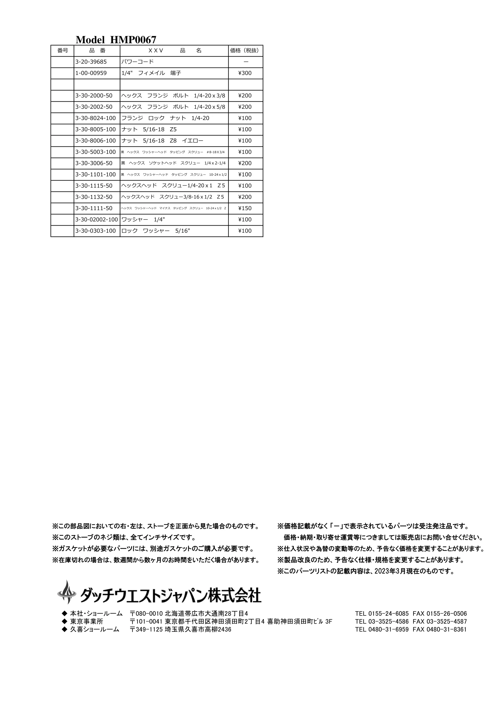 ハーマン XXV（2023年版） パーツリスト 4ページ目