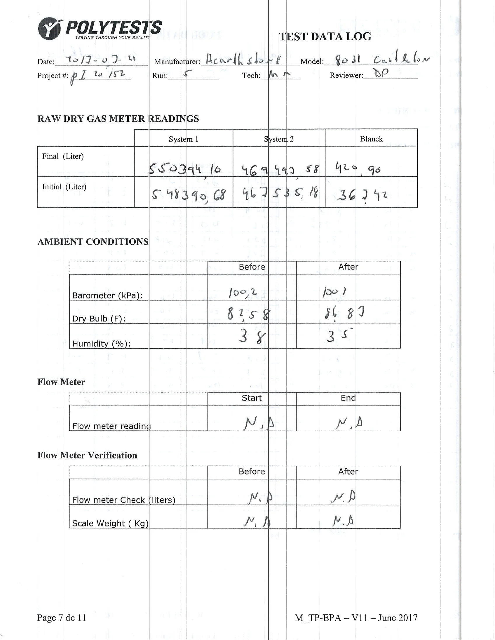 ハースストーン CASTLETON8031_EPA WOOD STOVE PI 20152 NON CBI 技術資料 124ページ目