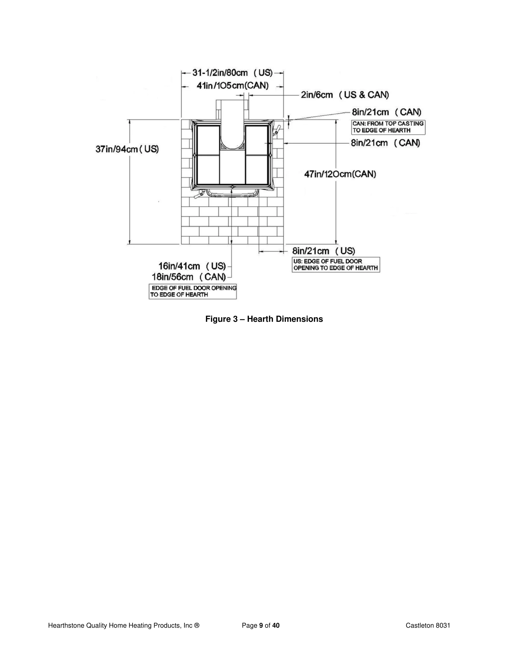 ハースストーン CASTLETON8031_EPA WOOD STOVE PI 20152 NON CBI 技術資料 196ページ目