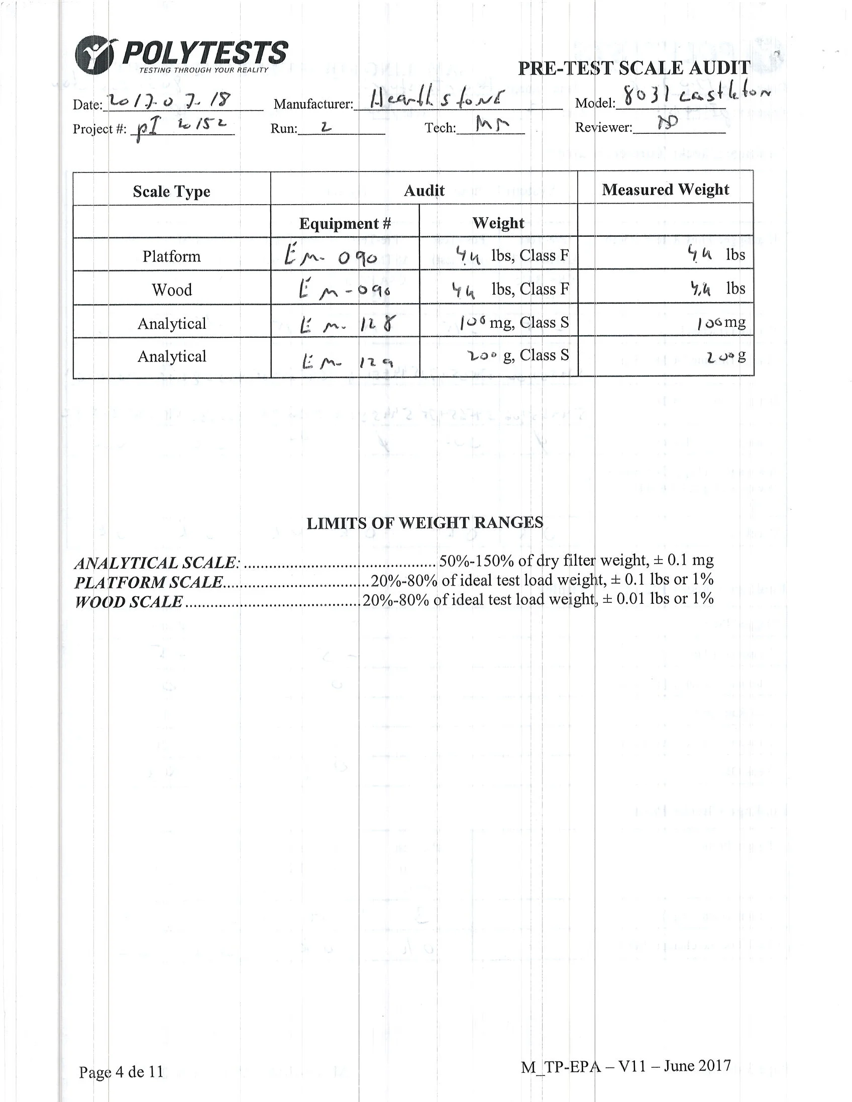 ハースストーン CASTLETON8031_EPA WOOD STOVE PI 20152 NON CBI 技術資料 55ページ目