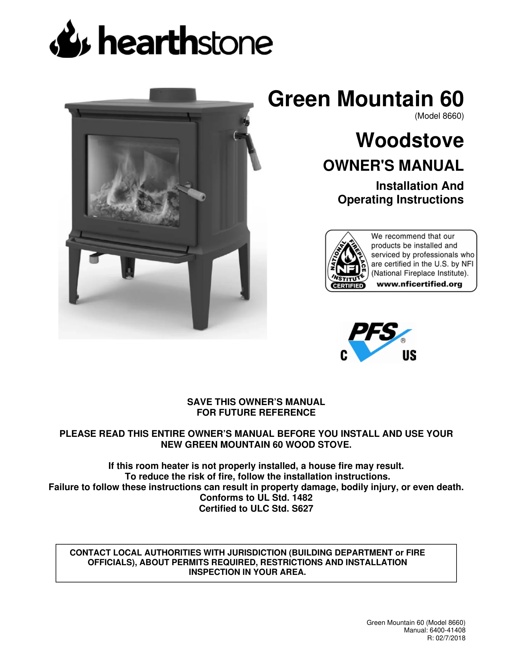 ハースストーン GREENMOUNTAIN60_EPA WOOD STOVE PI 20162 NON CBI 技術資料 145ページ目