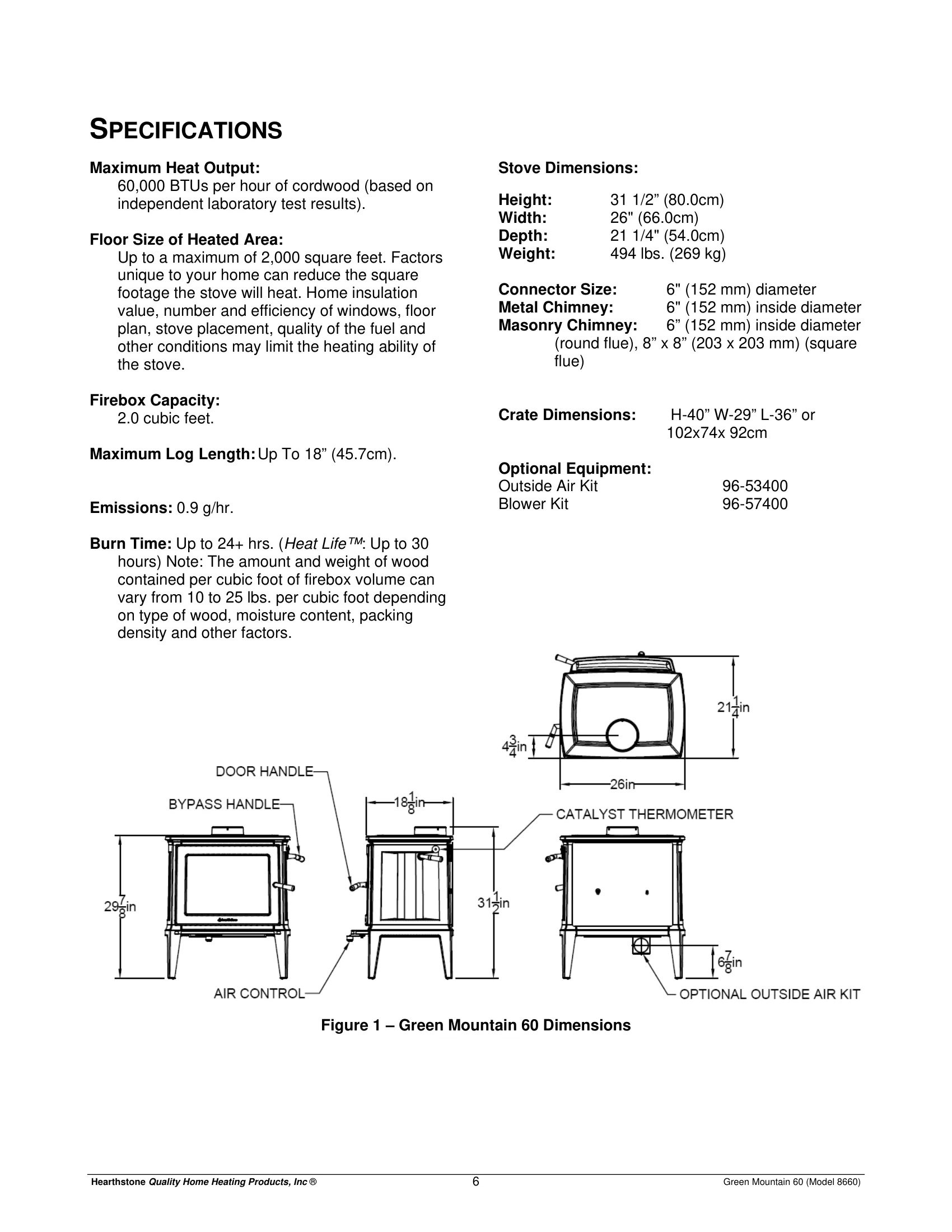 ハースストーン GREENMOUNTAIN60_EPA WOOD STOVE PI 20162 NON CBI 技術資料 151ページ目