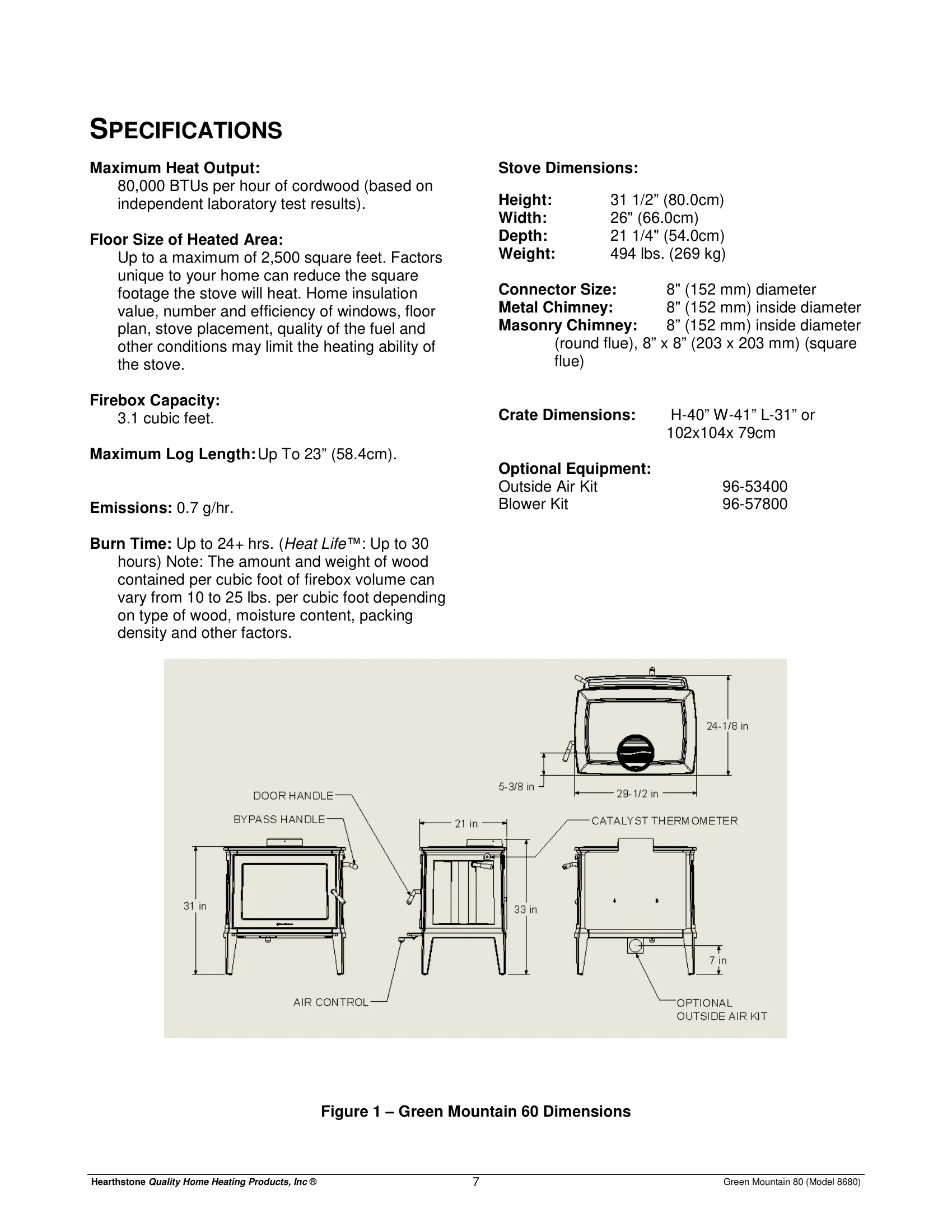 ハースストーン GREENMOUNTAIN80_EPA WOOD STOVE PI 20177 NON CBI 技術資料 245ページ目