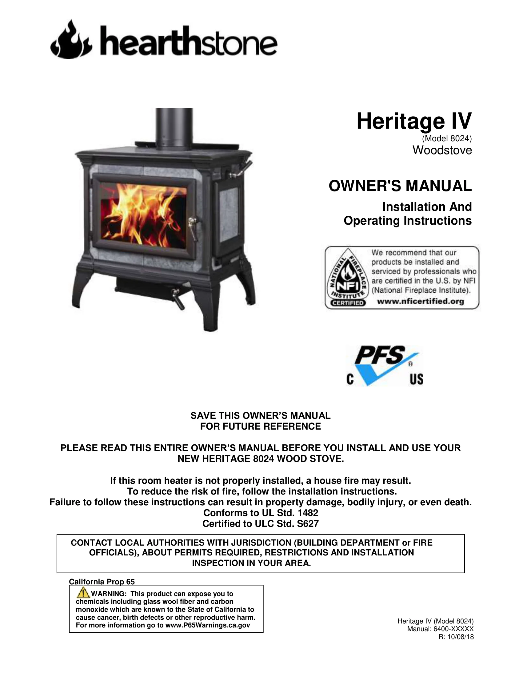 ハースストーン HERITAGE8024_RAP_EPA WOOD STOVE PI 20176 NON CBI 技術資料 159ページ目