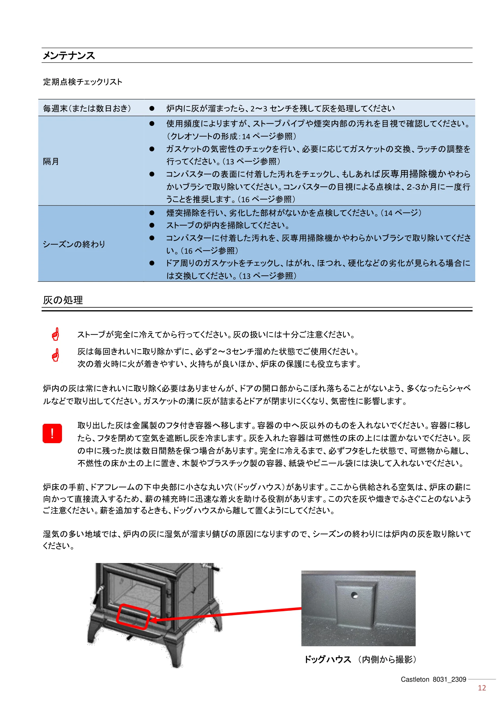 ハースストーン CASTLETON8031（2023年版） 取扱説明書 12ページ目