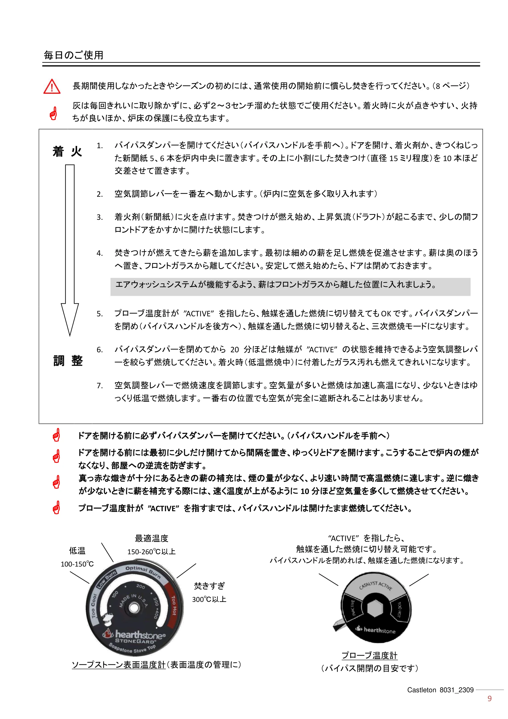 ハースストーン CASTLETON8031（2023年版） 取扱説明書 9ページ目