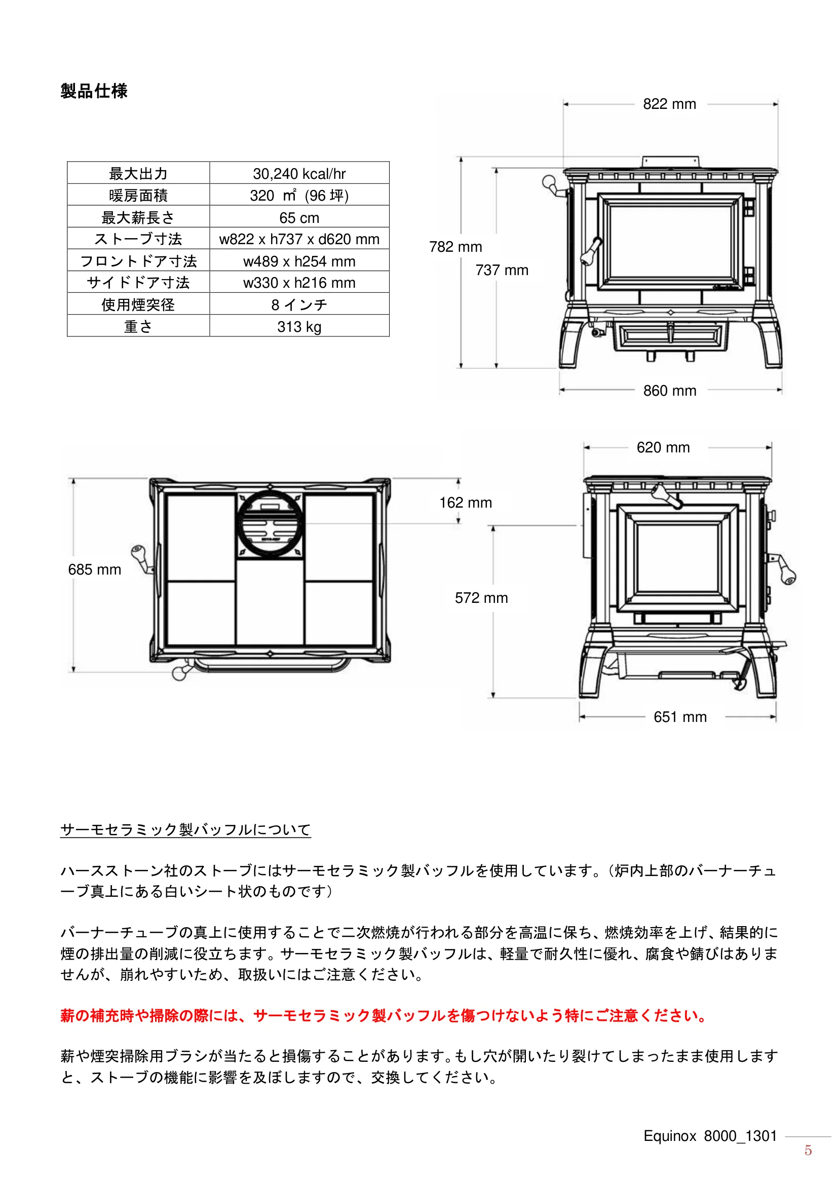 ハースストーン EQUINOX8000（2013年版） 取扱説明書 5ページ目