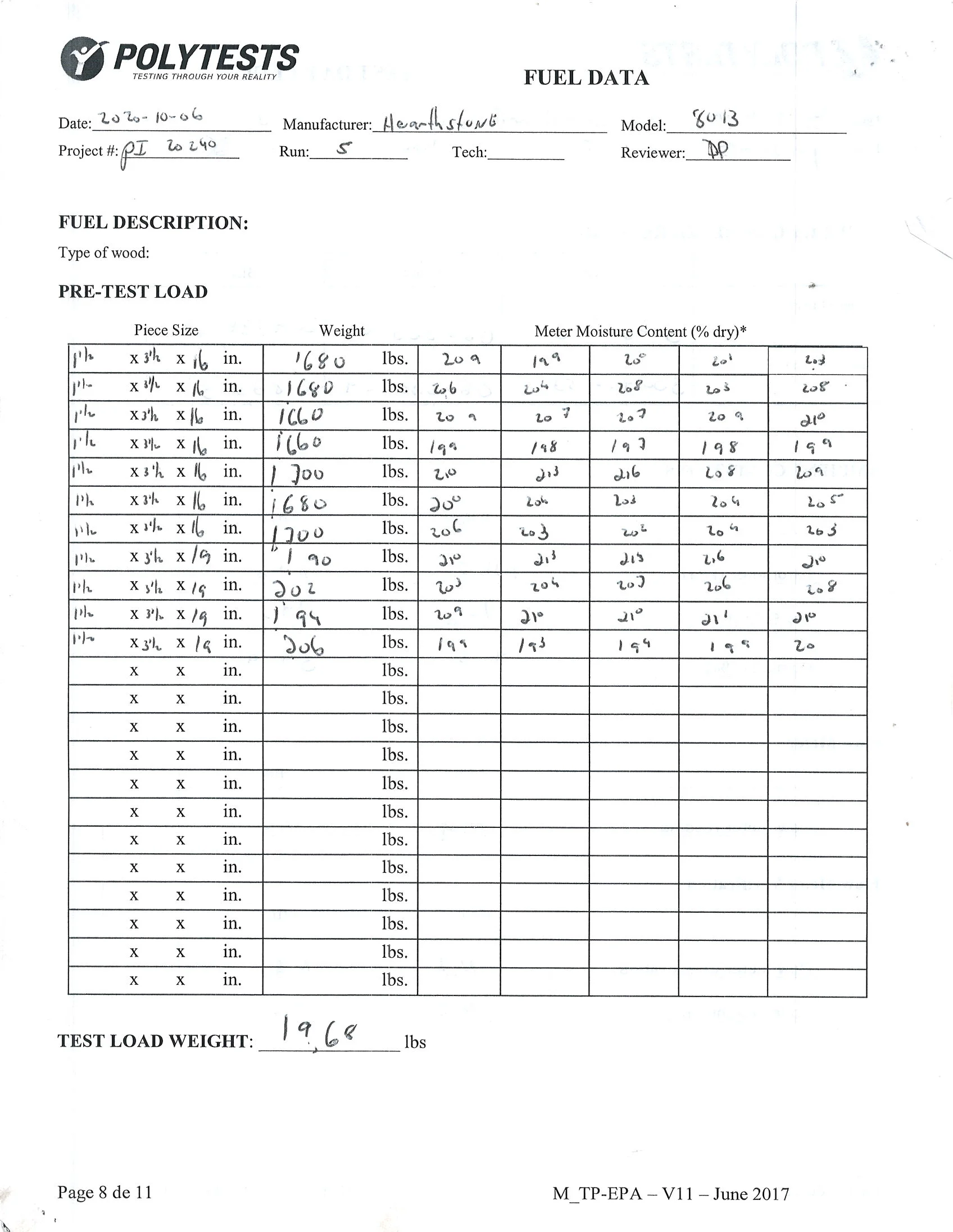 ハースストーン HEARTHSTONE MANSFIELD 8013 EPA REPORT 技術資料 123ページ目