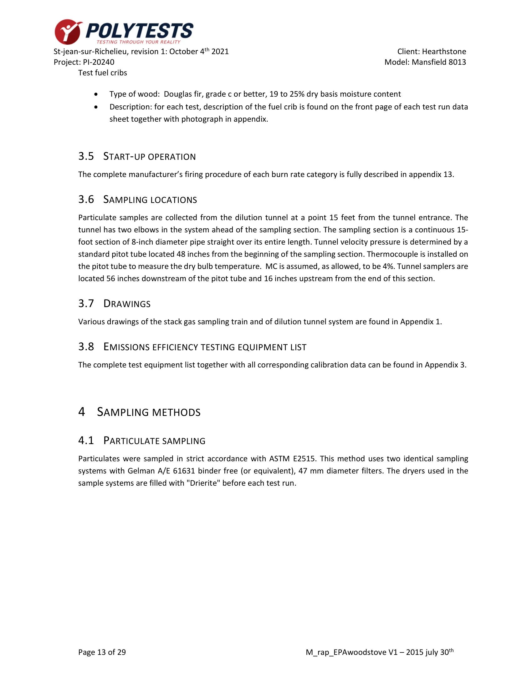ハースストーン HEARTHSTONE MANSFIELD 8013 EPA REPORT 技術資料 13ページ目
