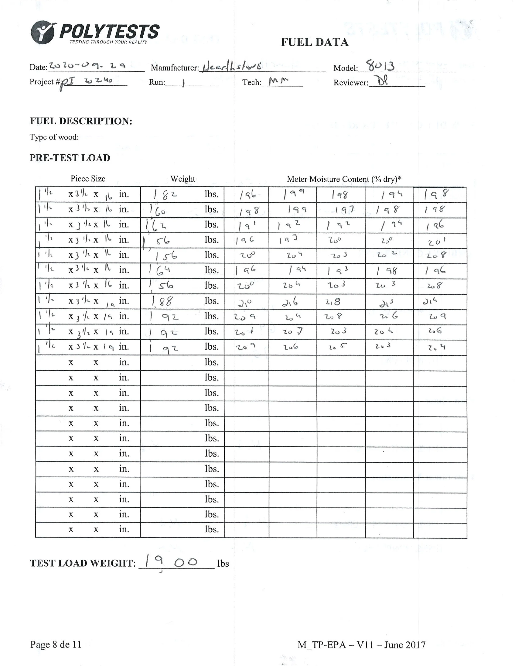 ハースストーン HEARTHSTONE MANSFIELD 8013 EPA REPORT 技術資料 35ページ目