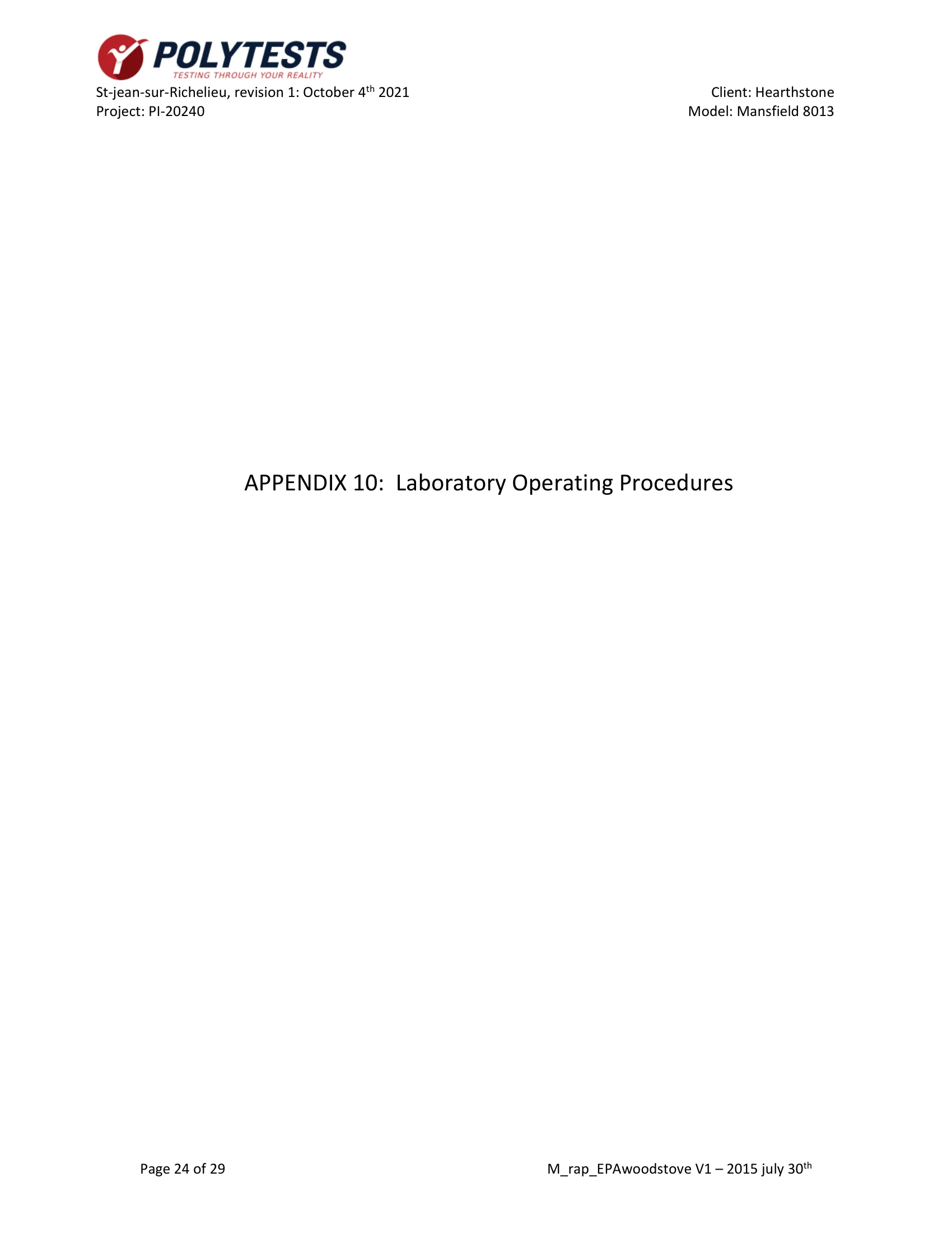 ハースストーン HEARTHSTONE MANSFIELD 8013 EPA REPORT 技術資料 375ページ目