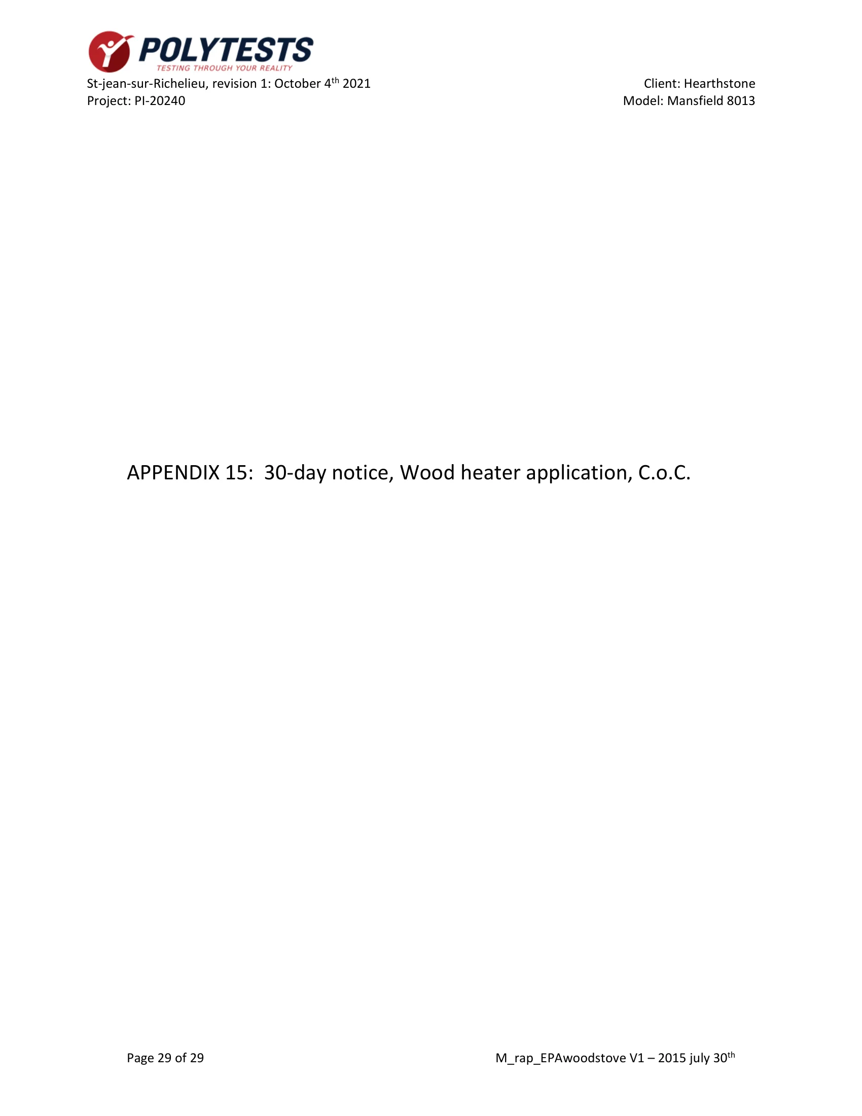 ハースストーン HEARTHSTONE MANSFIELD 8013 EPA REPORT 技術資料 407ページ目