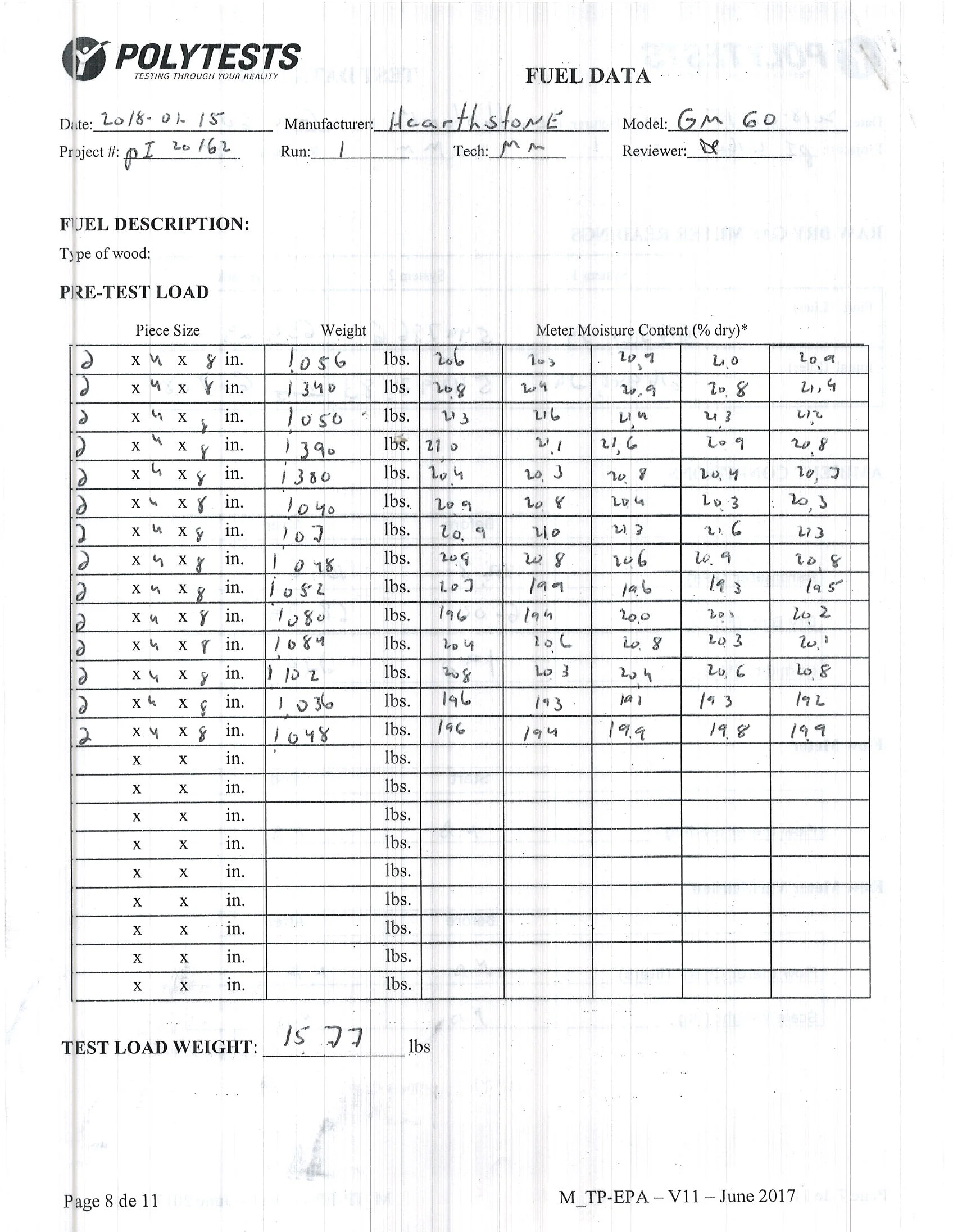 ハースストーン HEARTHSTONE SHELBURNE II 8372 WOOD STOVE EPA REPORT 技術資料 33ページ目