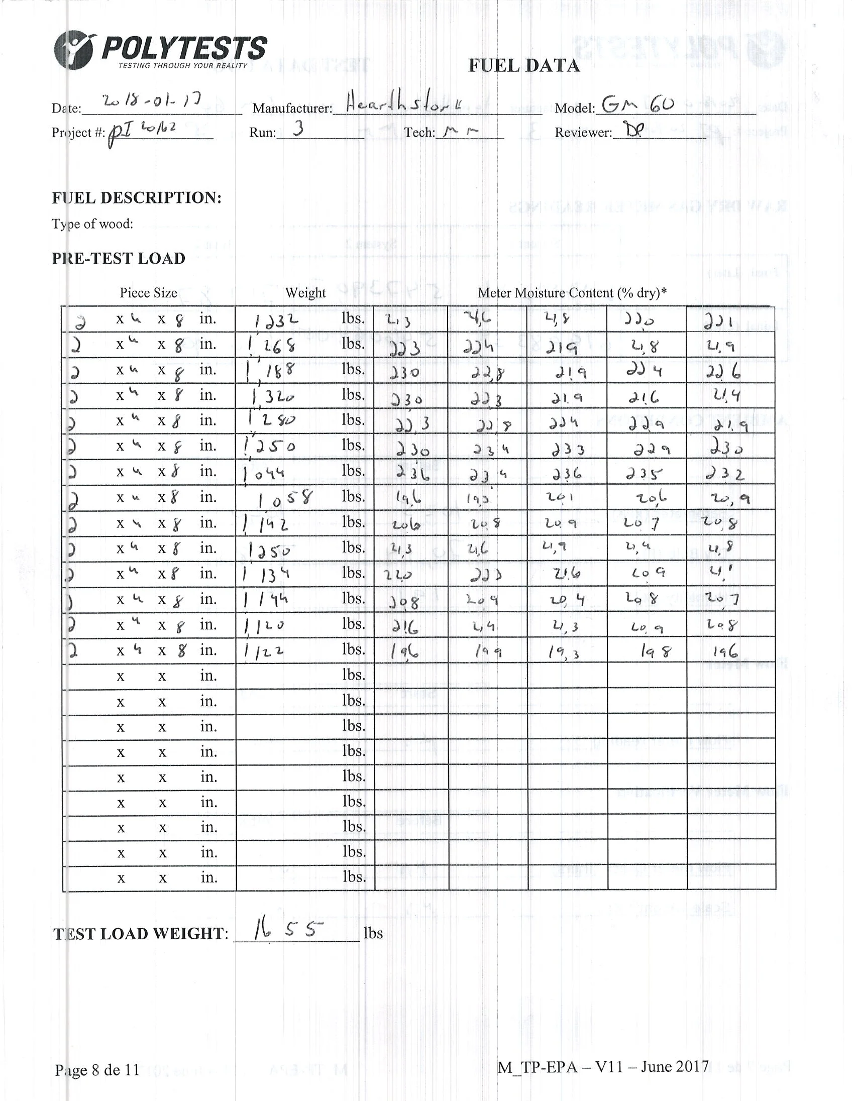ハースストーン HEARTHSTONE SHELBURNE II 8372 WOOD STOVE EPA REPORT 技術資料 71ページ目