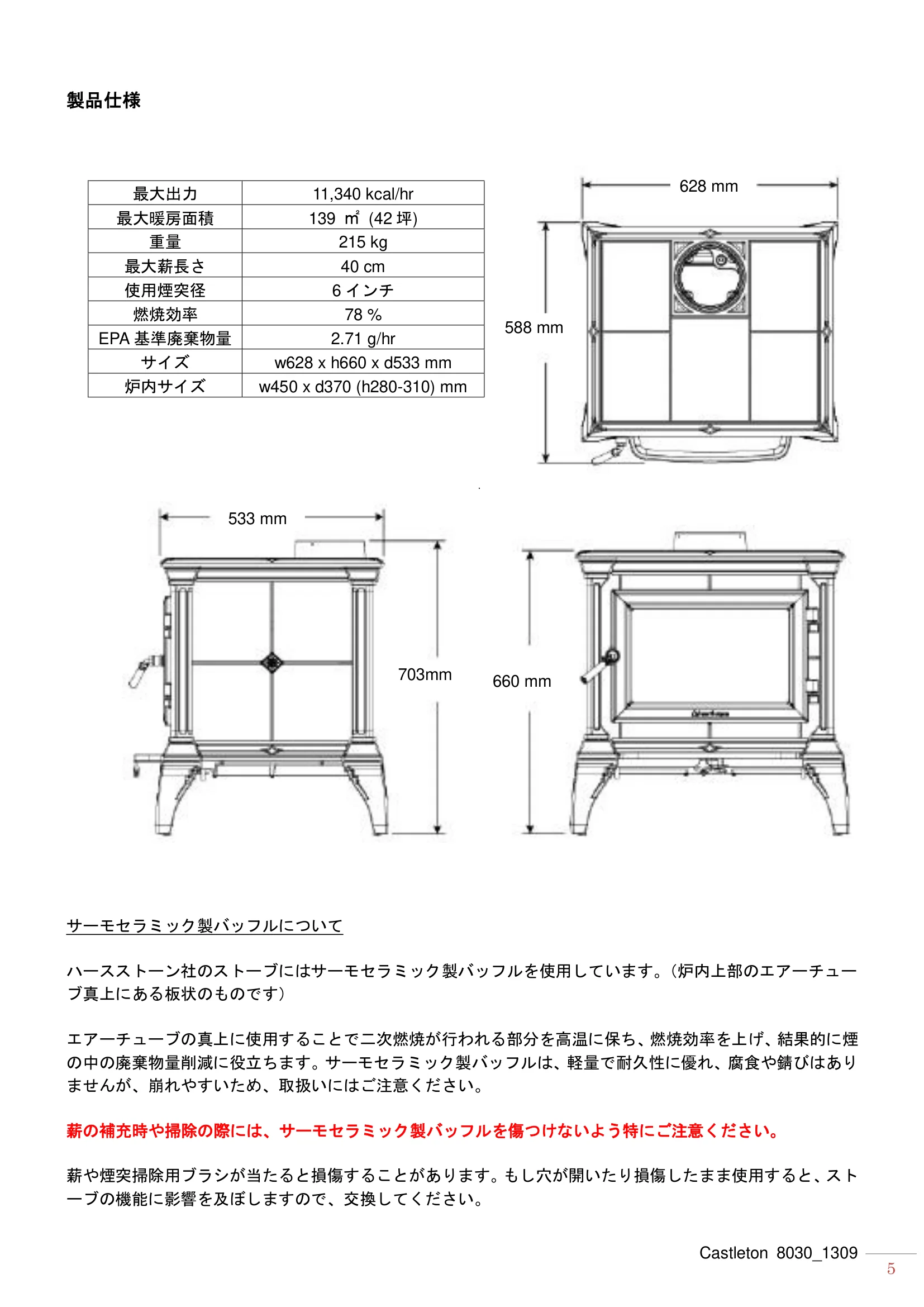 ハースストーン MANUAL CASTLETON8030_1305_201309 技術資料 5ページ目