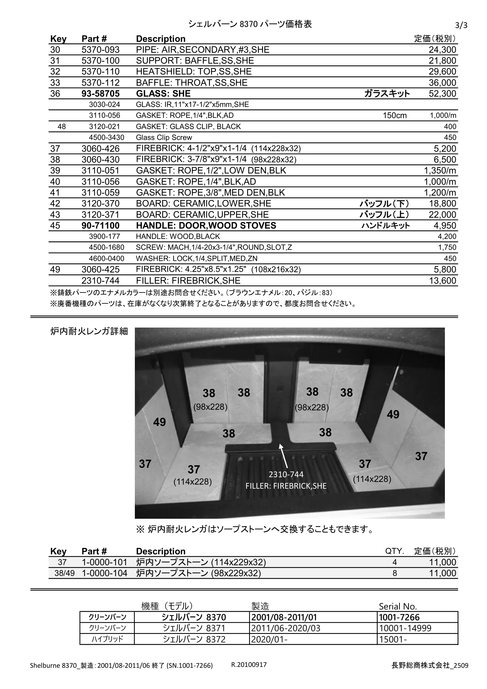 ハースストーン PARTS PRICE SHELBURNE8370_2509 技術資料 3ページ目