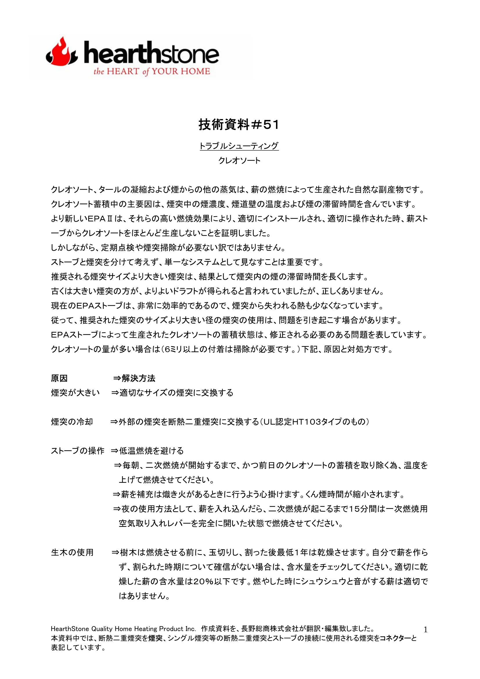 ハースストーン TB051 クレオソート 技術資料 1ページ目