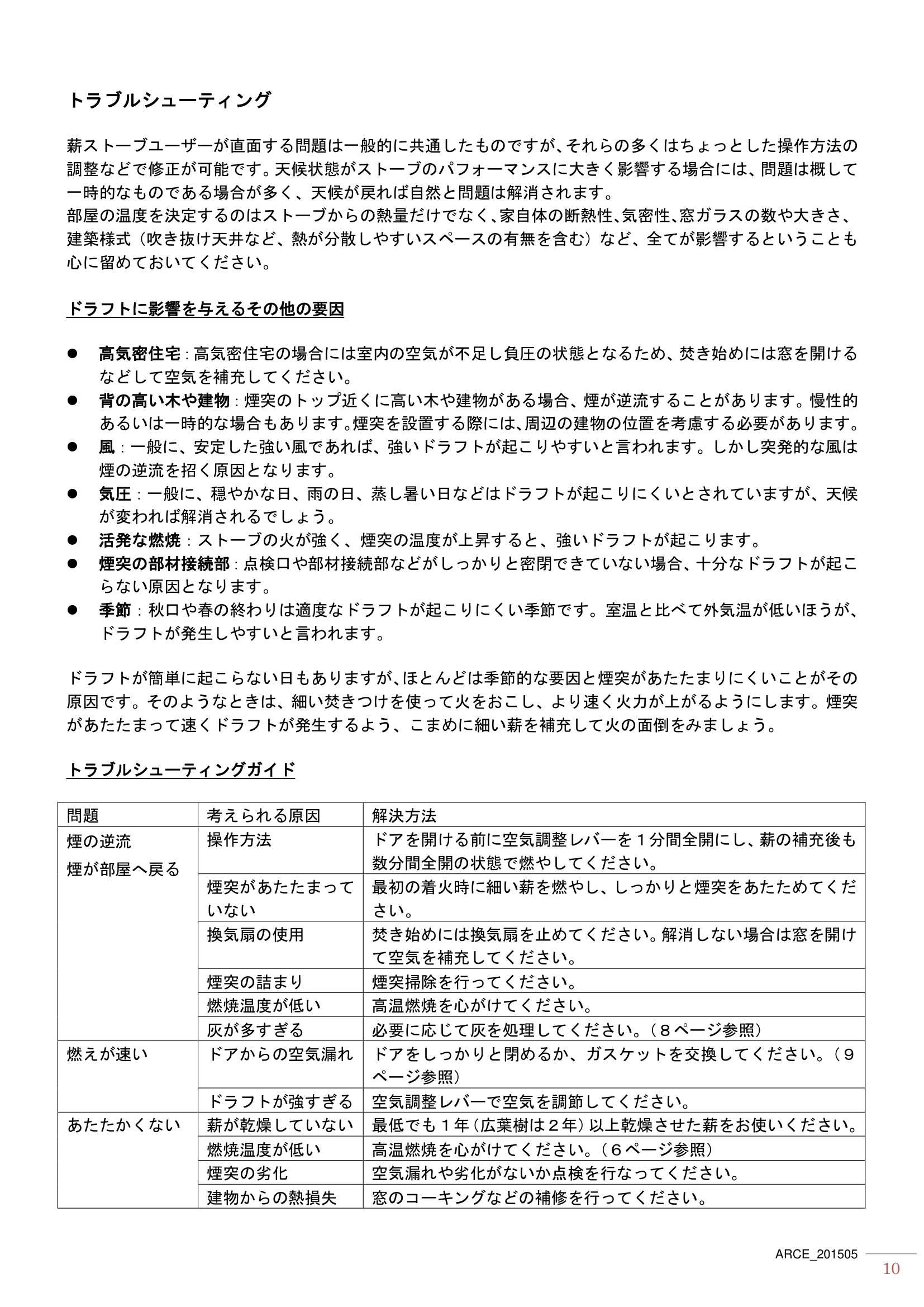 エルゴン ARCE（2015年版） 取扱説明書 10ページ目