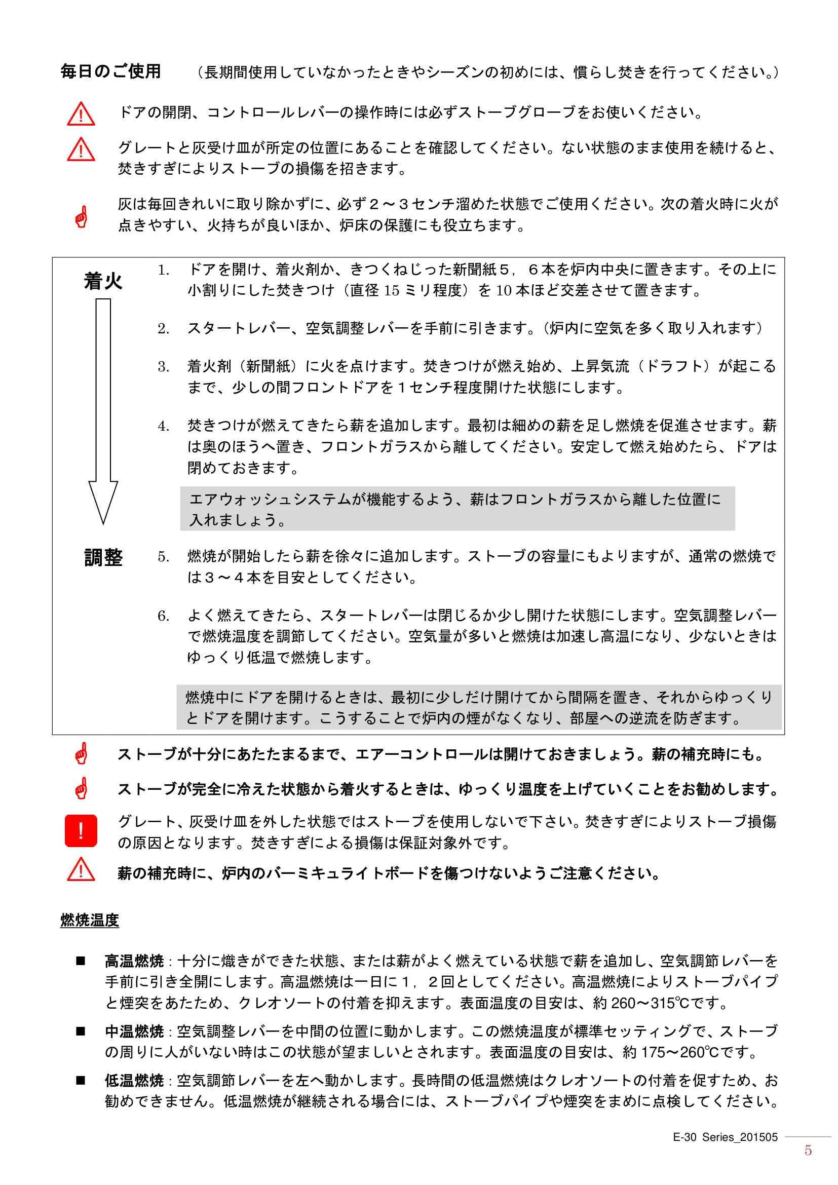 エルゴン E30（2015年版） 取扱説明書 5ページ目