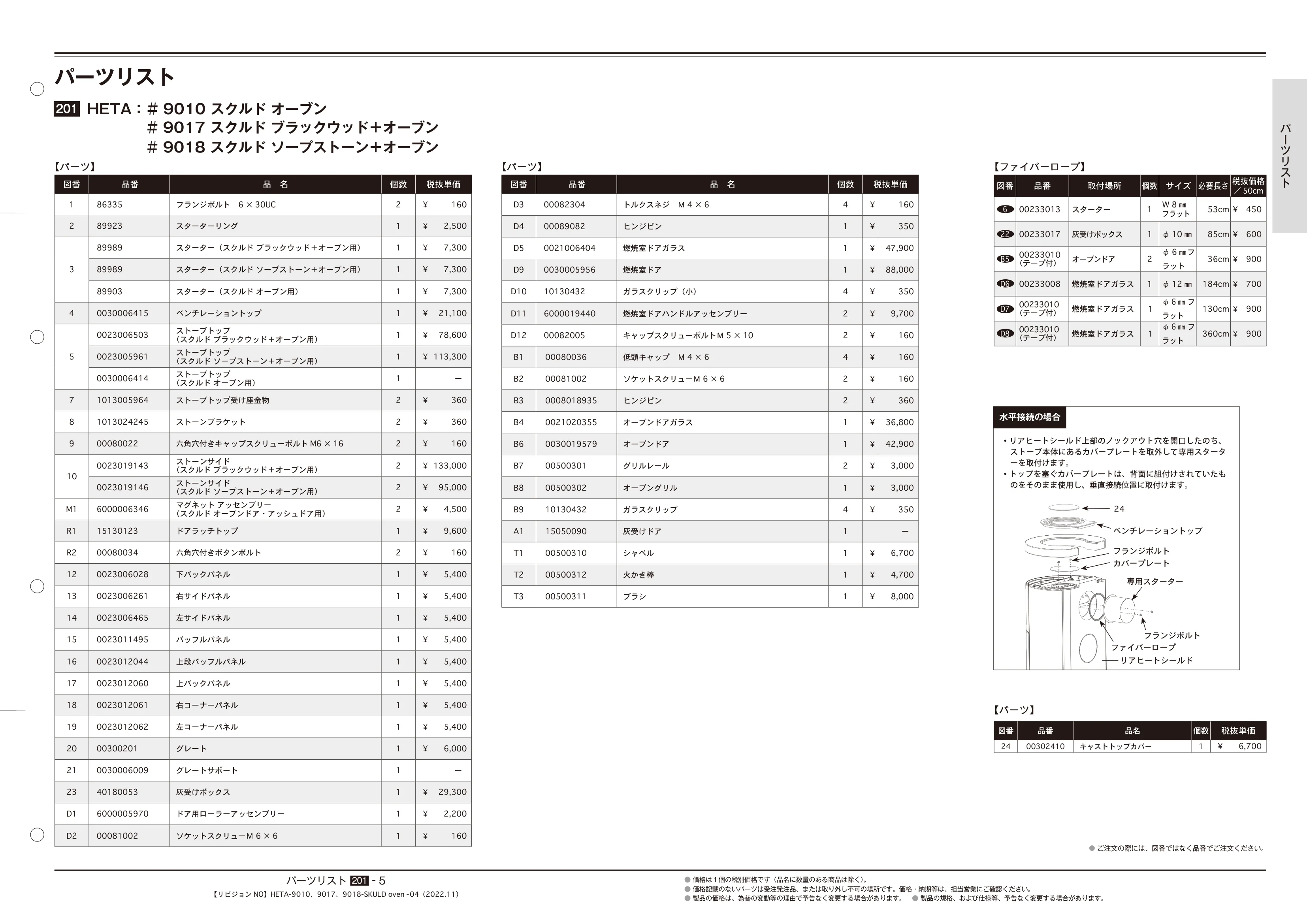 HETA（ヒタ） NORN OVEN パーツリスト 5ページ目