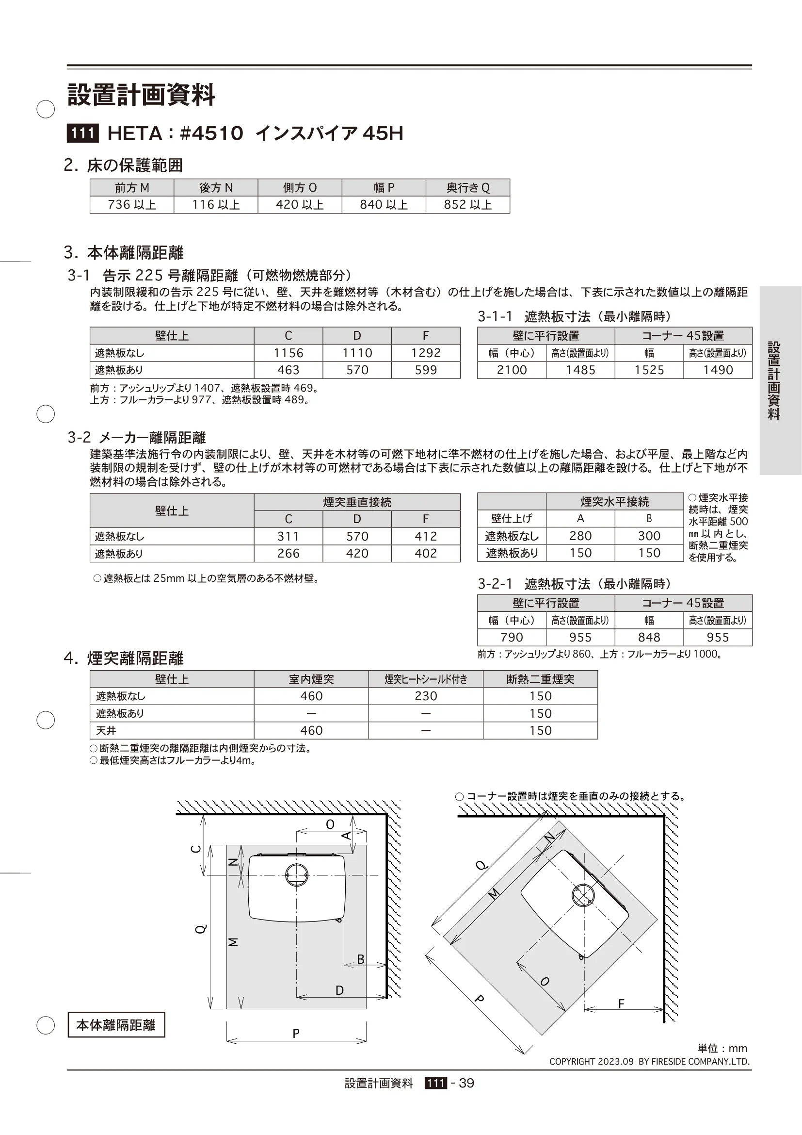HETA（ヒタ） SECCHI（2024年版） 離隔距離 39ページ目