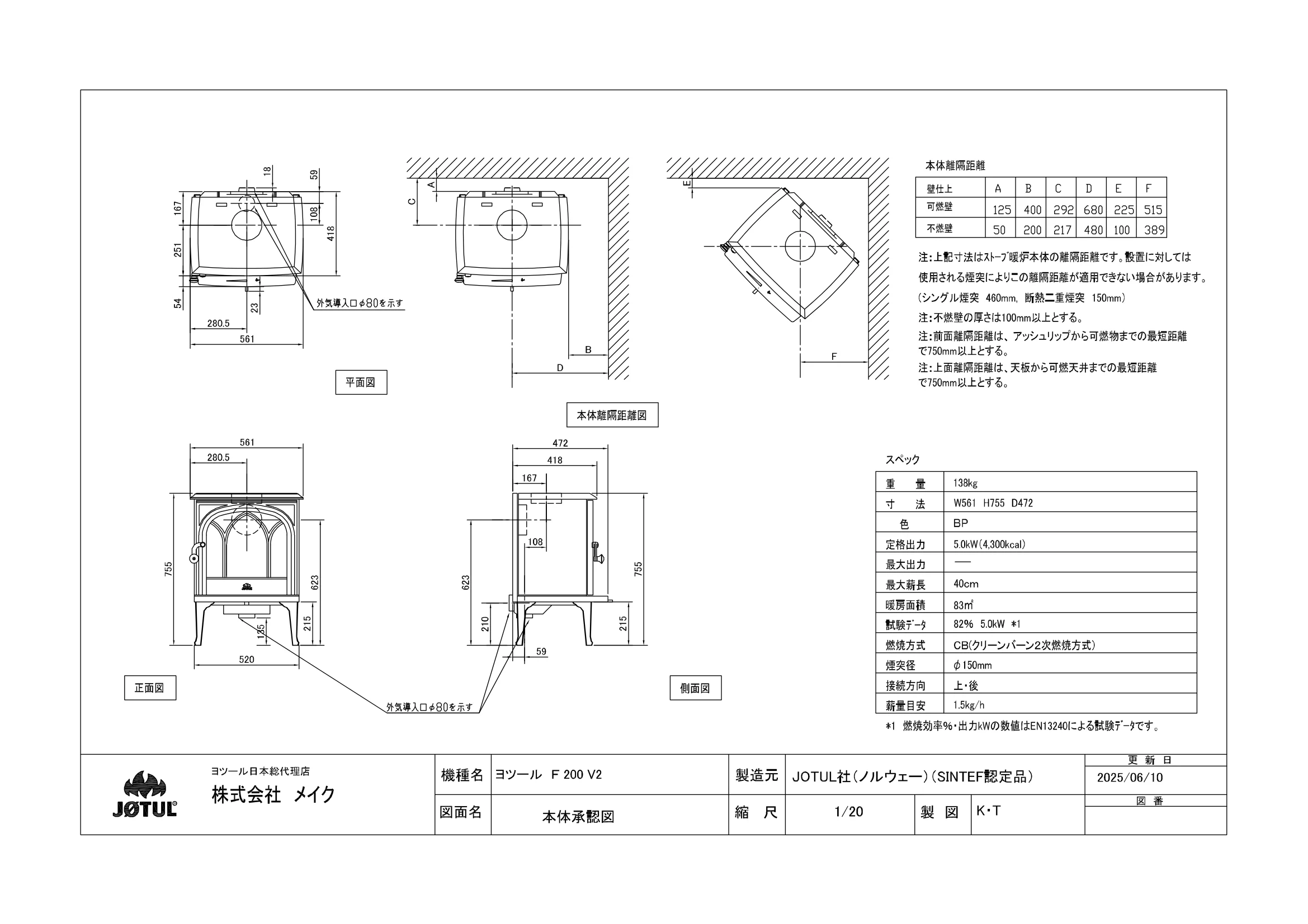 ヨツール F200V2（2025年版） 承認図 1ページ目