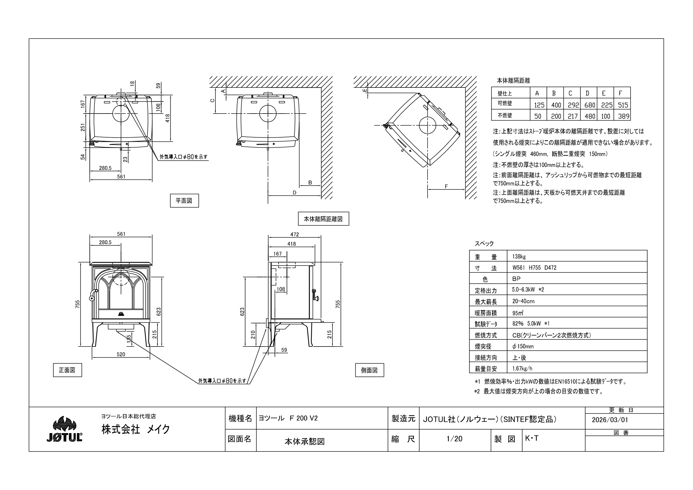 ヨツール F200V2（2026年版） 承認図 1ページ目