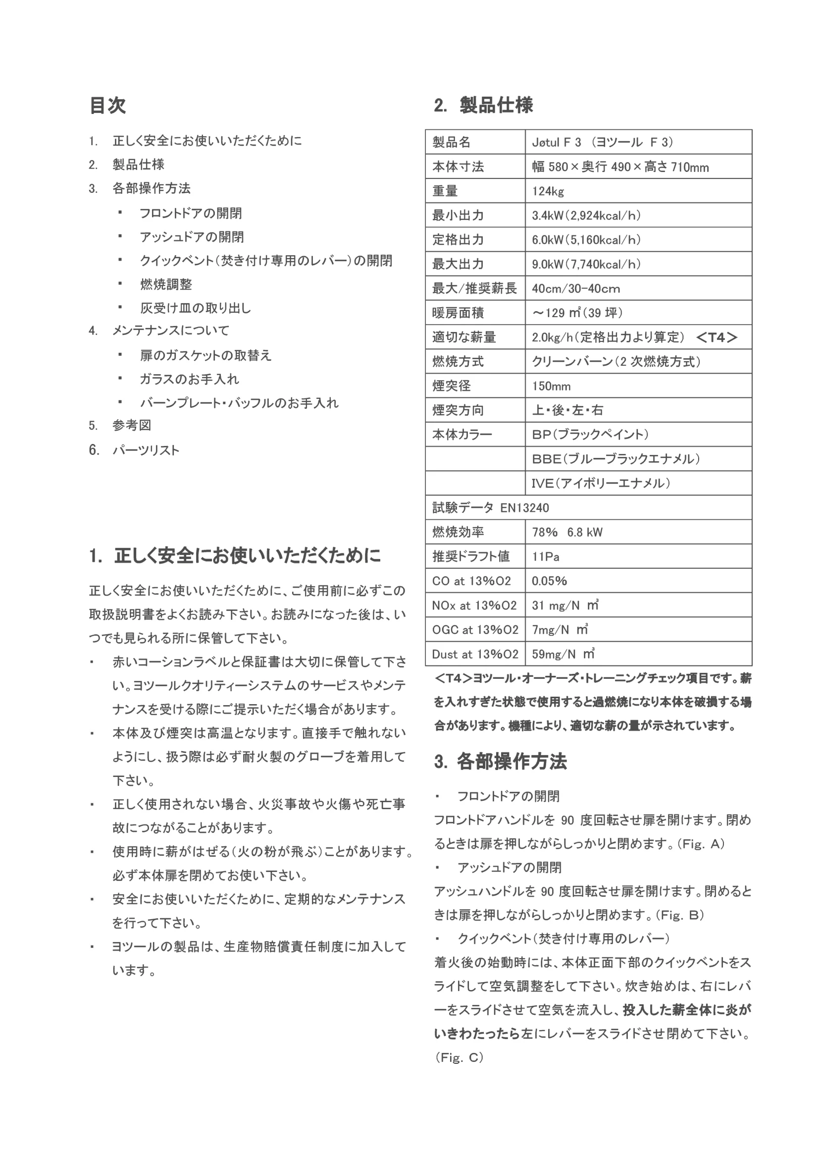 ヨツール F3（2023年版） 取扱説明書 2ページ目