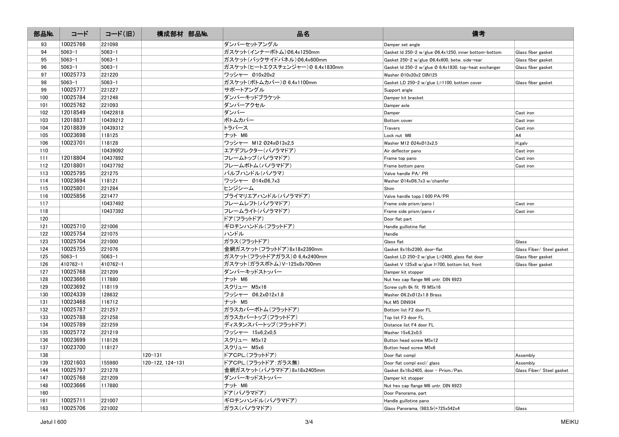 ヨツール I600（2022年版） パーツリスト 7ページ目