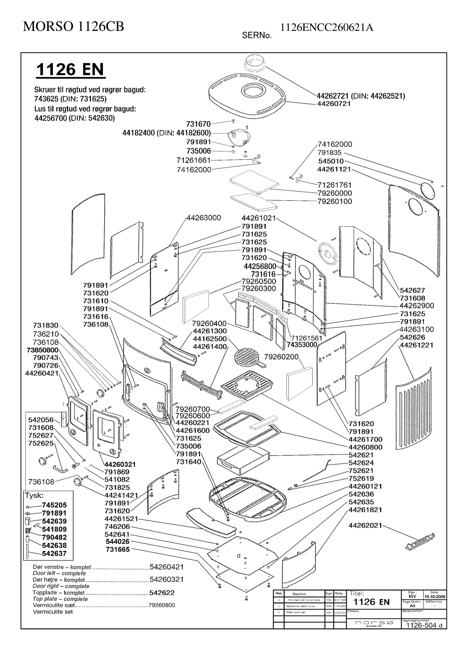 モルソー 1126CB 部品図 1ページ目