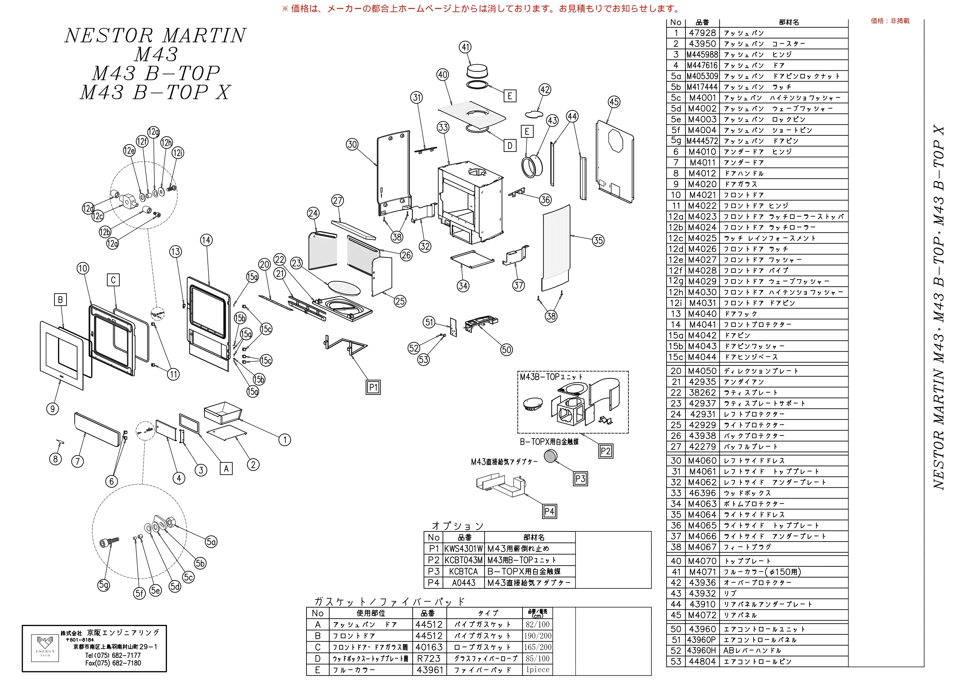 ネスターマーティン M43（2023年版） パーツリスト