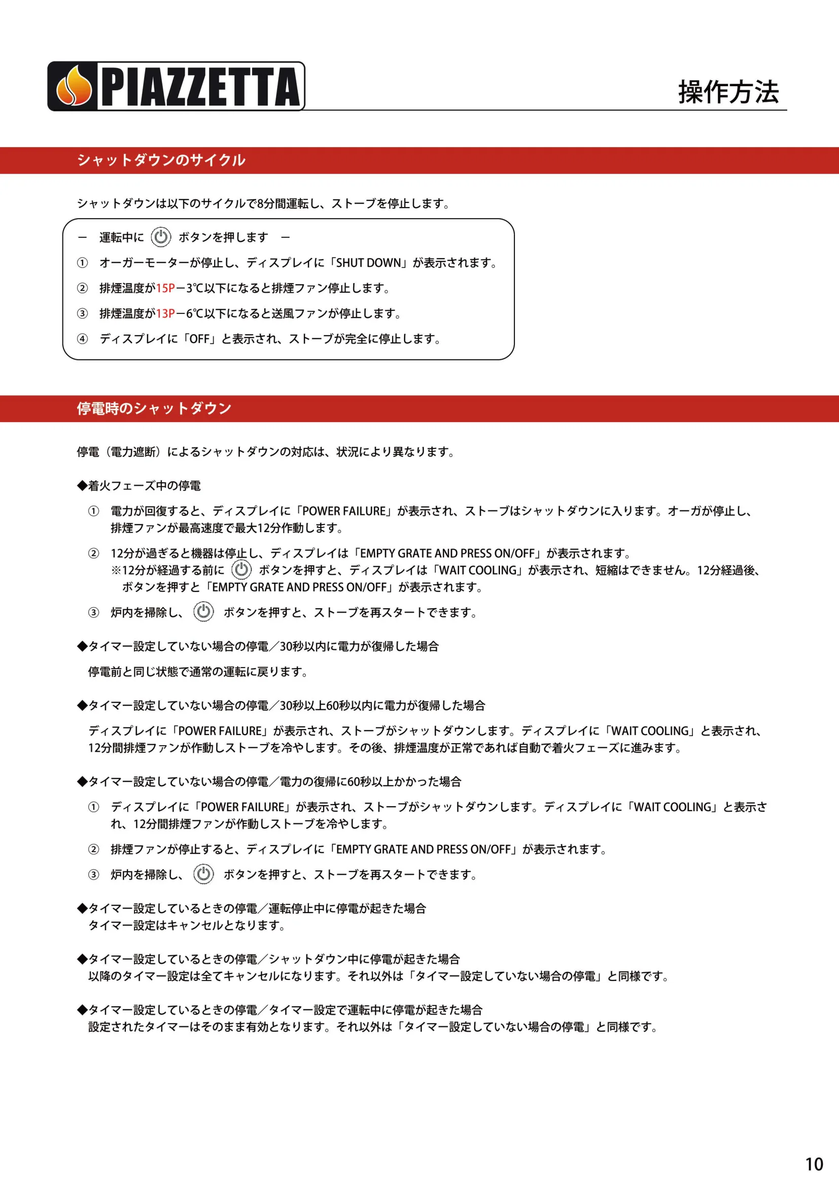 ピアツェッタ P158 V19 取扱説明書 11ページ目