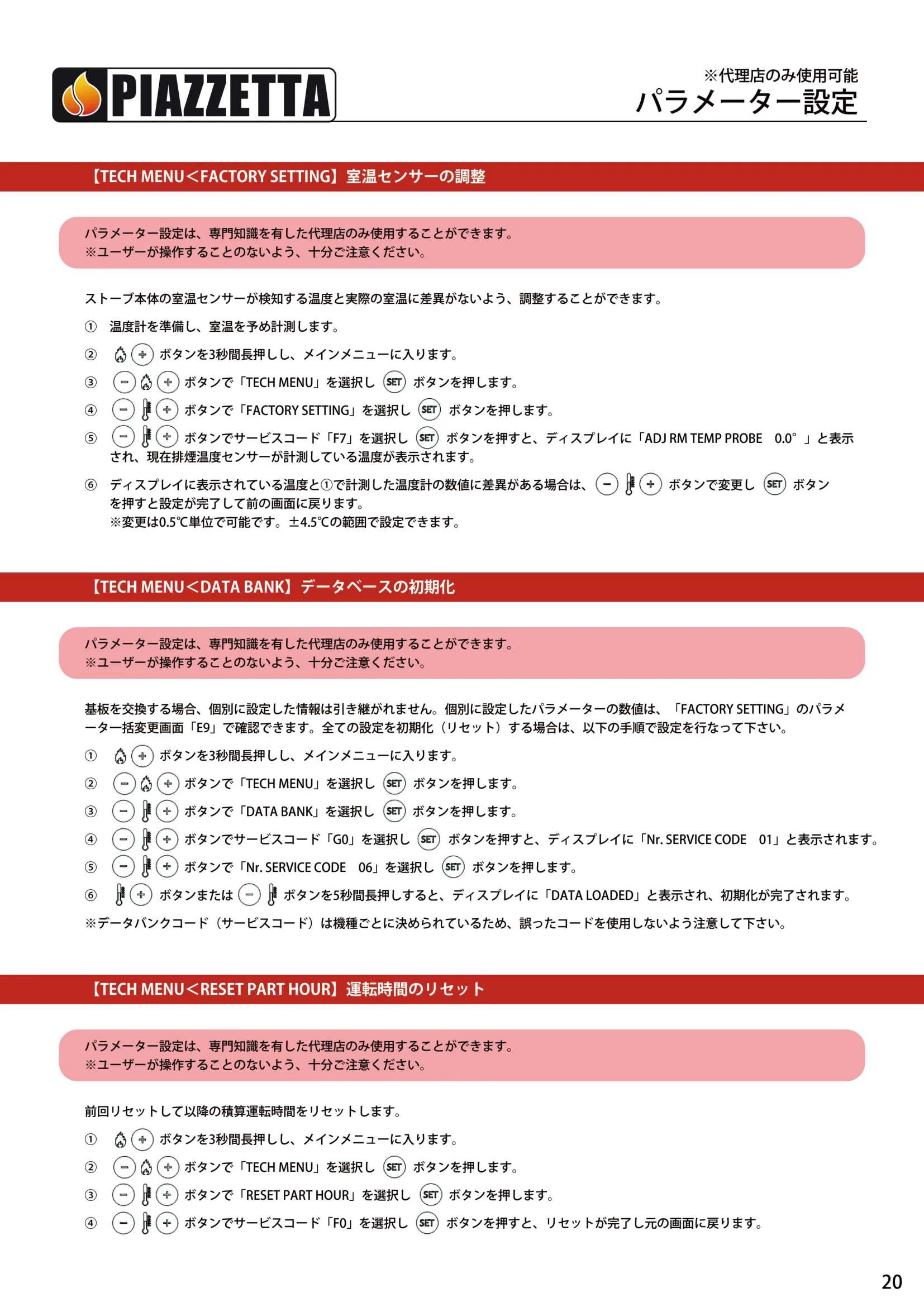 ピアツェッタ P158 V19 取扱説明書 21ページ目