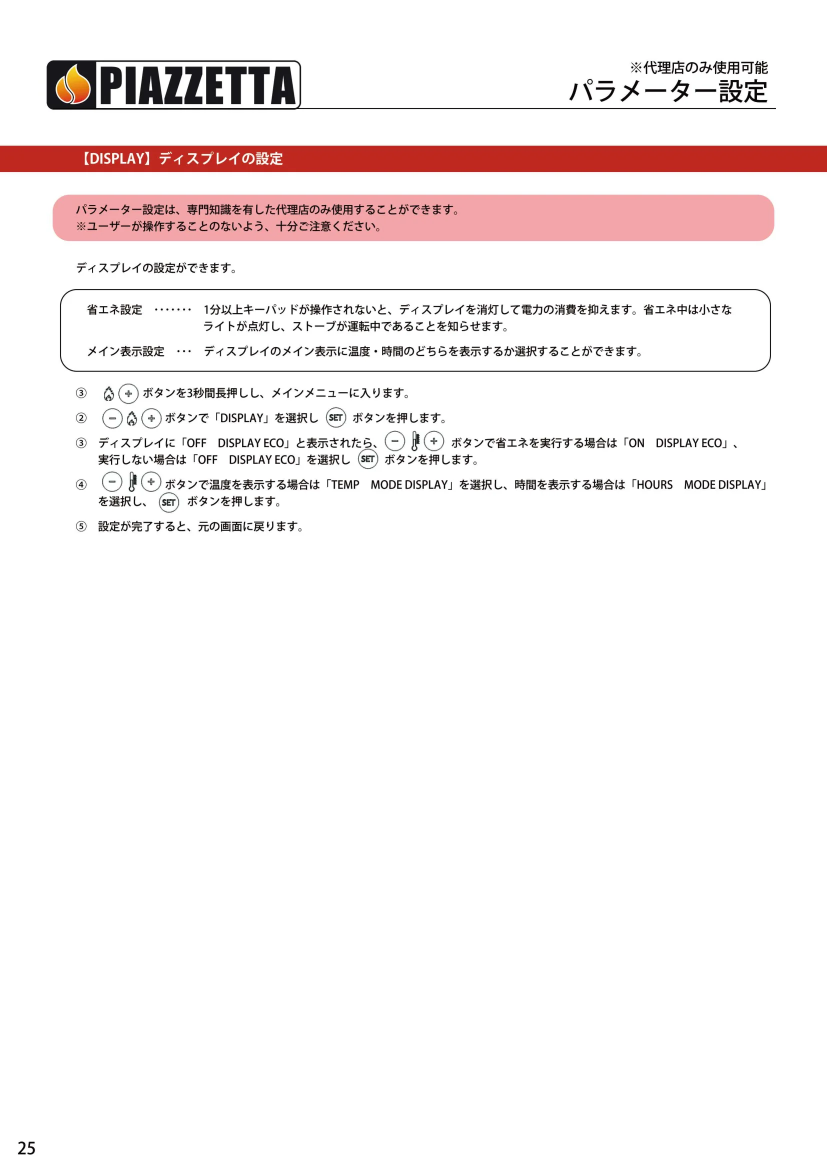 ピアツェッタ P158 V19 取扱説明書 26ページ目