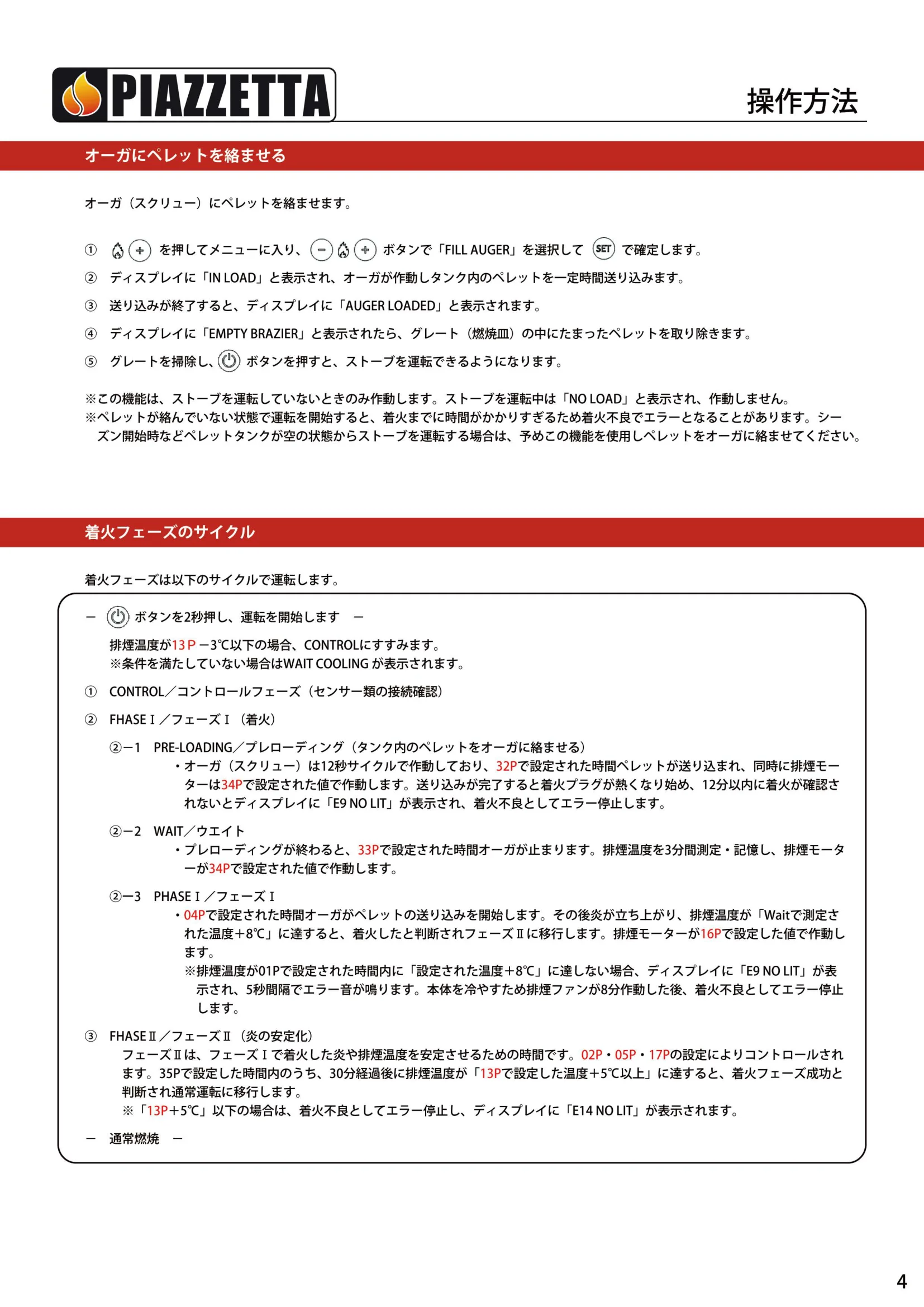 ピアツェッタ P158 V19 取扱説明書 5ページ目