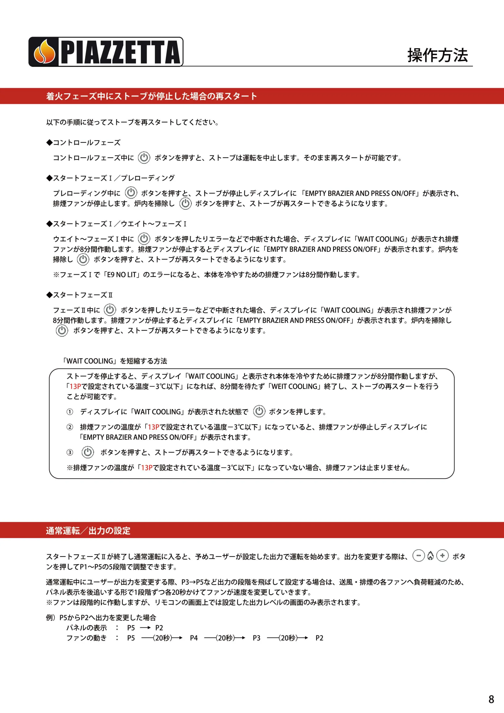 ピアツェッタ P158 V19 取扱説明書 9ページ目