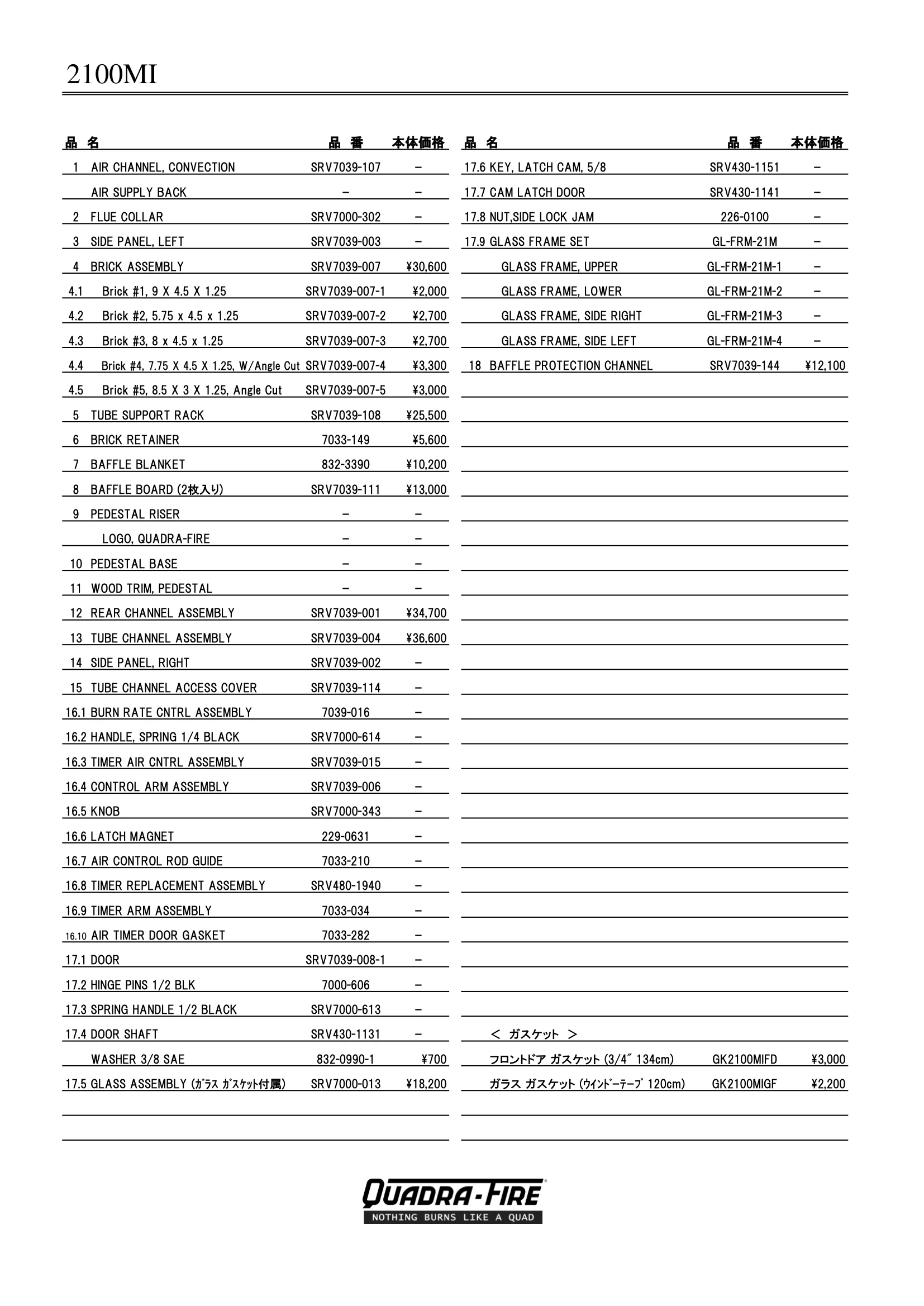 クアドラファイア 2100（2023年版） パーツリスト 3ページ目