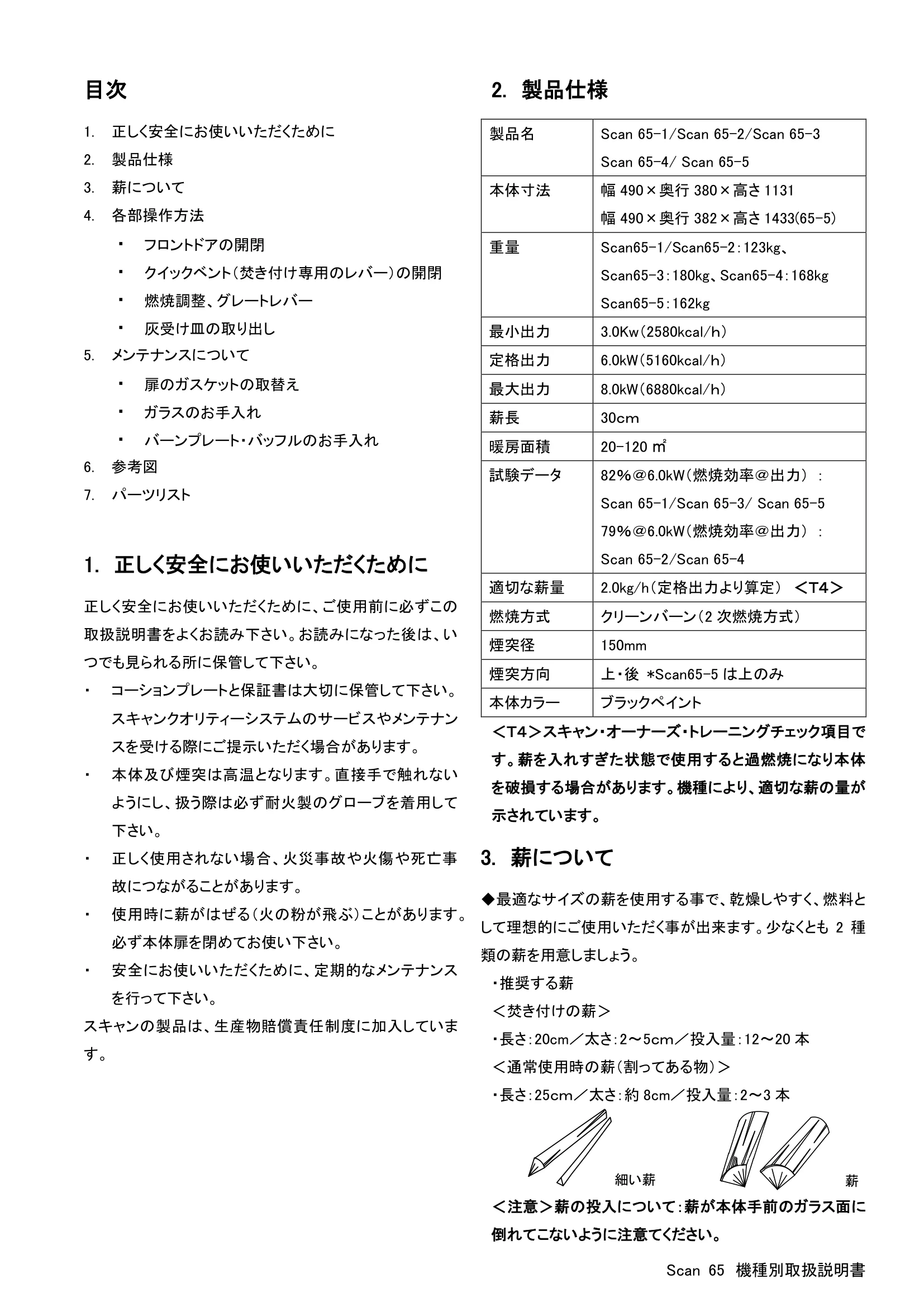 スキャン 65（2024年版） 取扱説明書 2ページ目