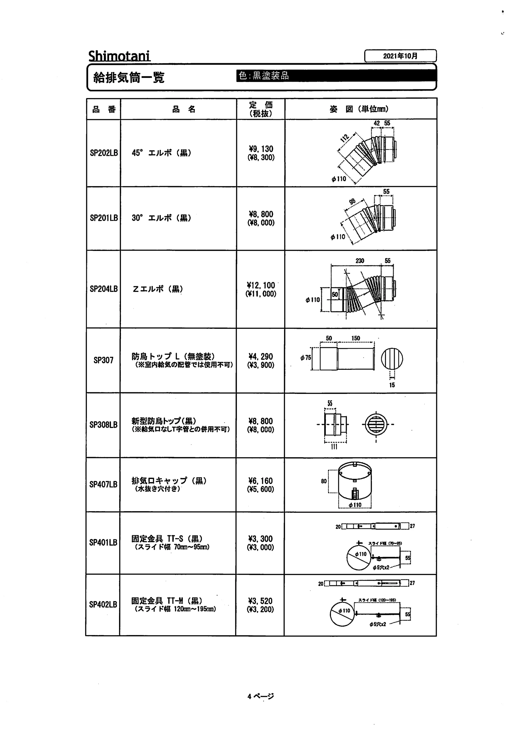 シモタニ  SHIRYO 2 技術資料 4ページ目