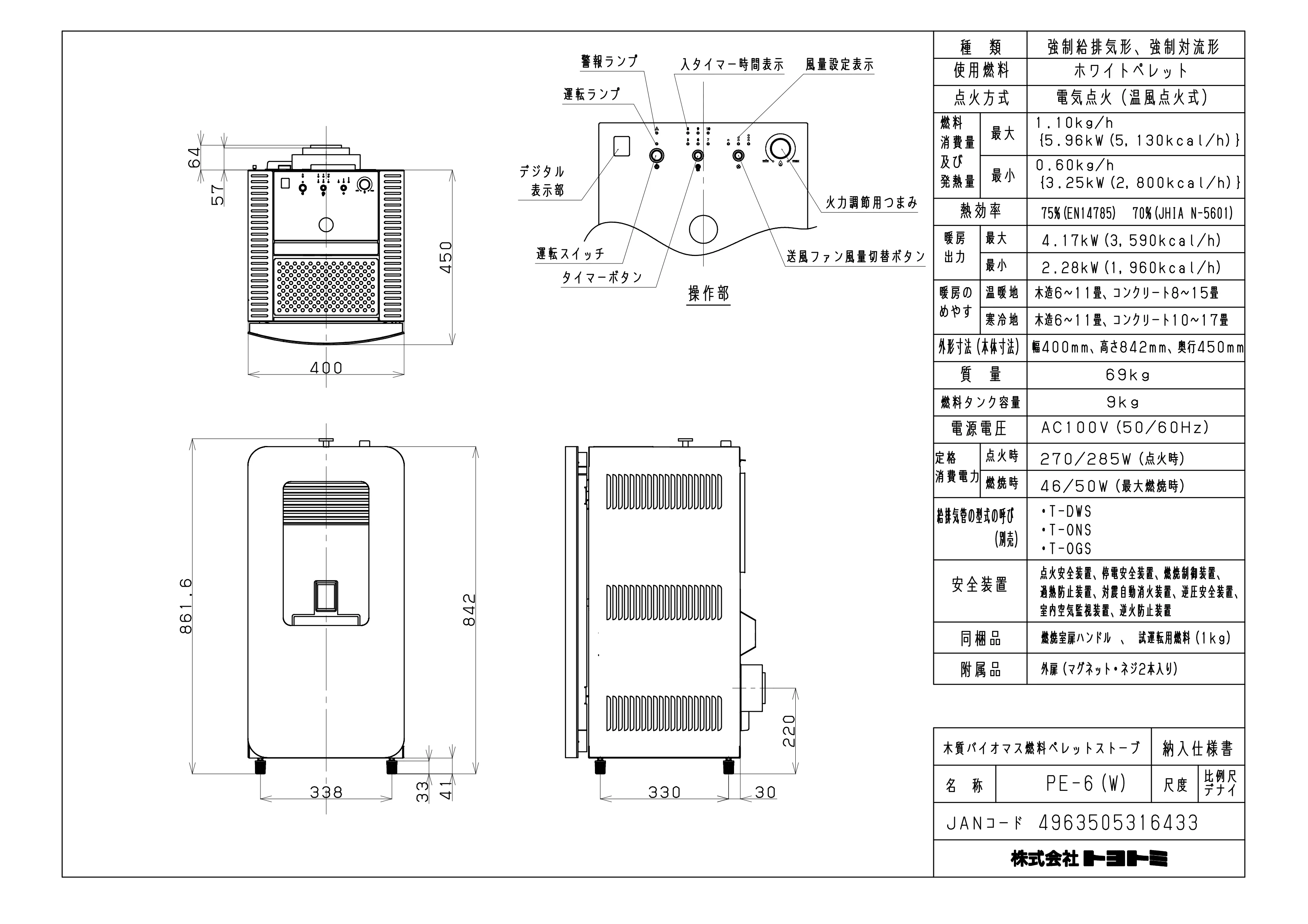 トヨトミ MIMI SPECIFICATIONS 資料